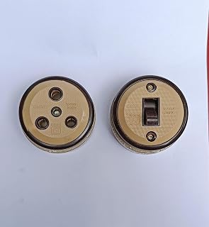 Porcelain Base Switch 16Amp (1 Way) & Socket 16Amp Vintage/Old Type With Both of ISI Marked And Heavy Duty Set of 1