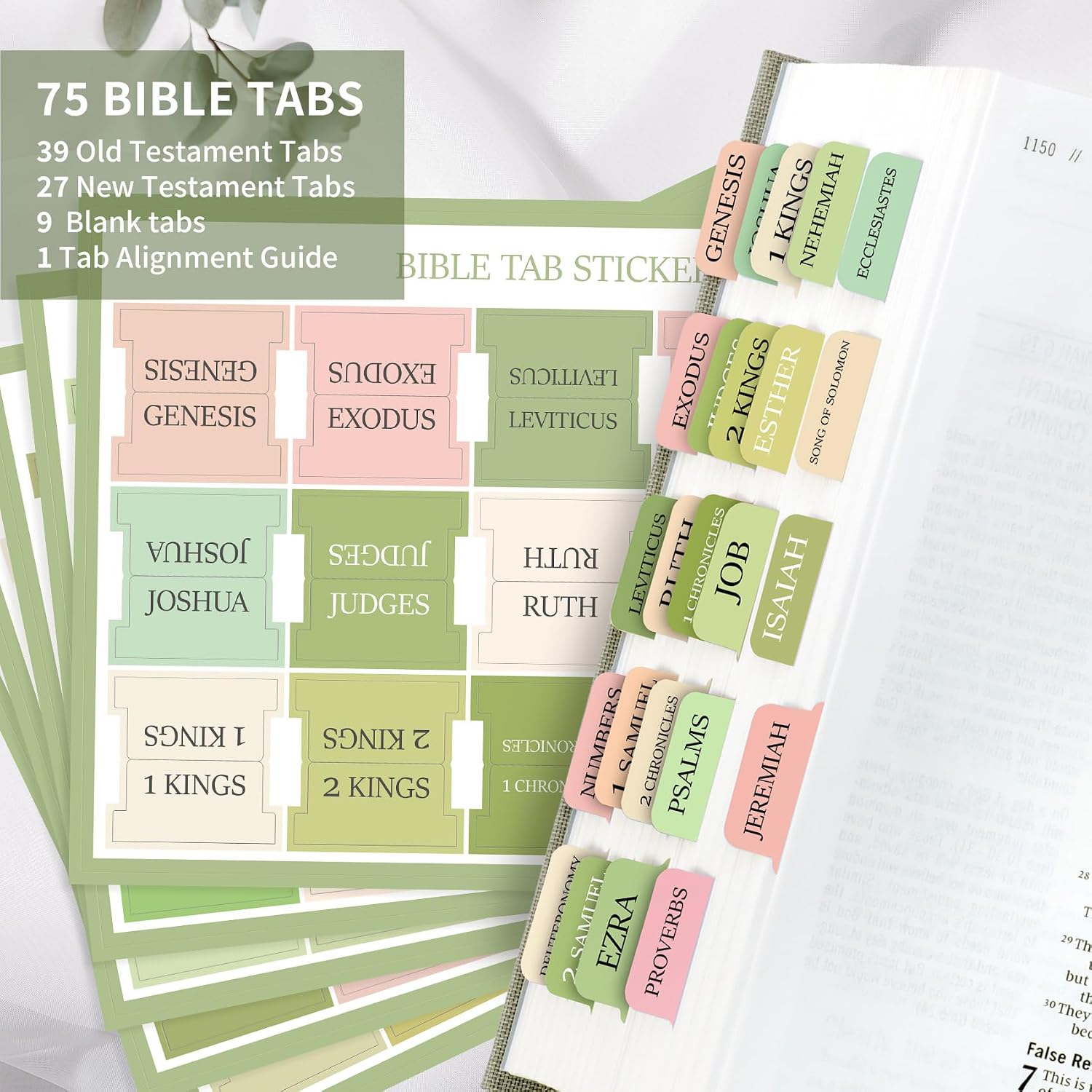 Taja Bible Tabs, 75 Large Print Index Tabs for Women & Men image 2