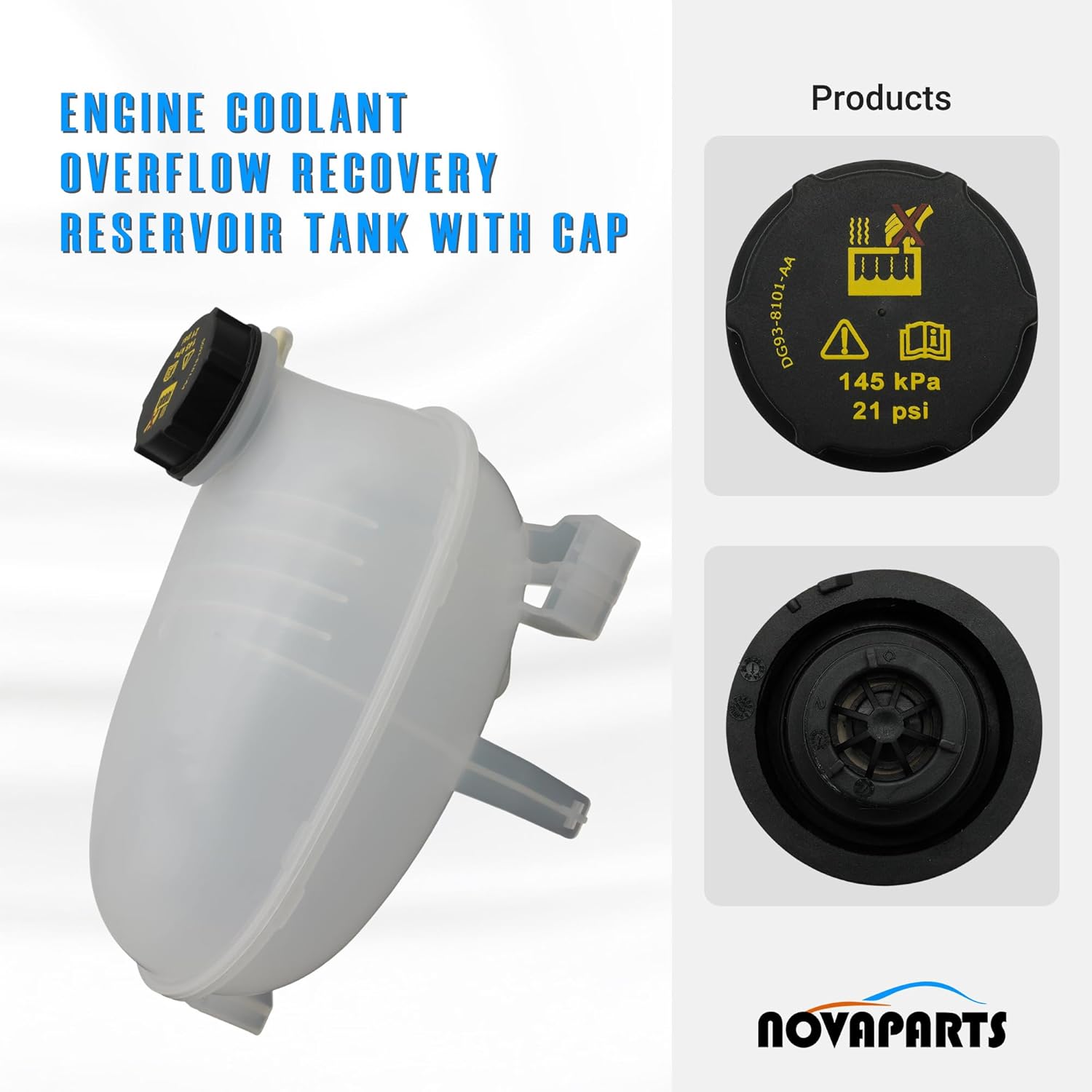 603-865 Engine Coolant Overflow Recovery Reservoir Tank with Cap for 2017-2019 Ford Escape Replaces# GV6Z8A080B 603865 GV6Z-8A080-B GV6Z-8A080-A
