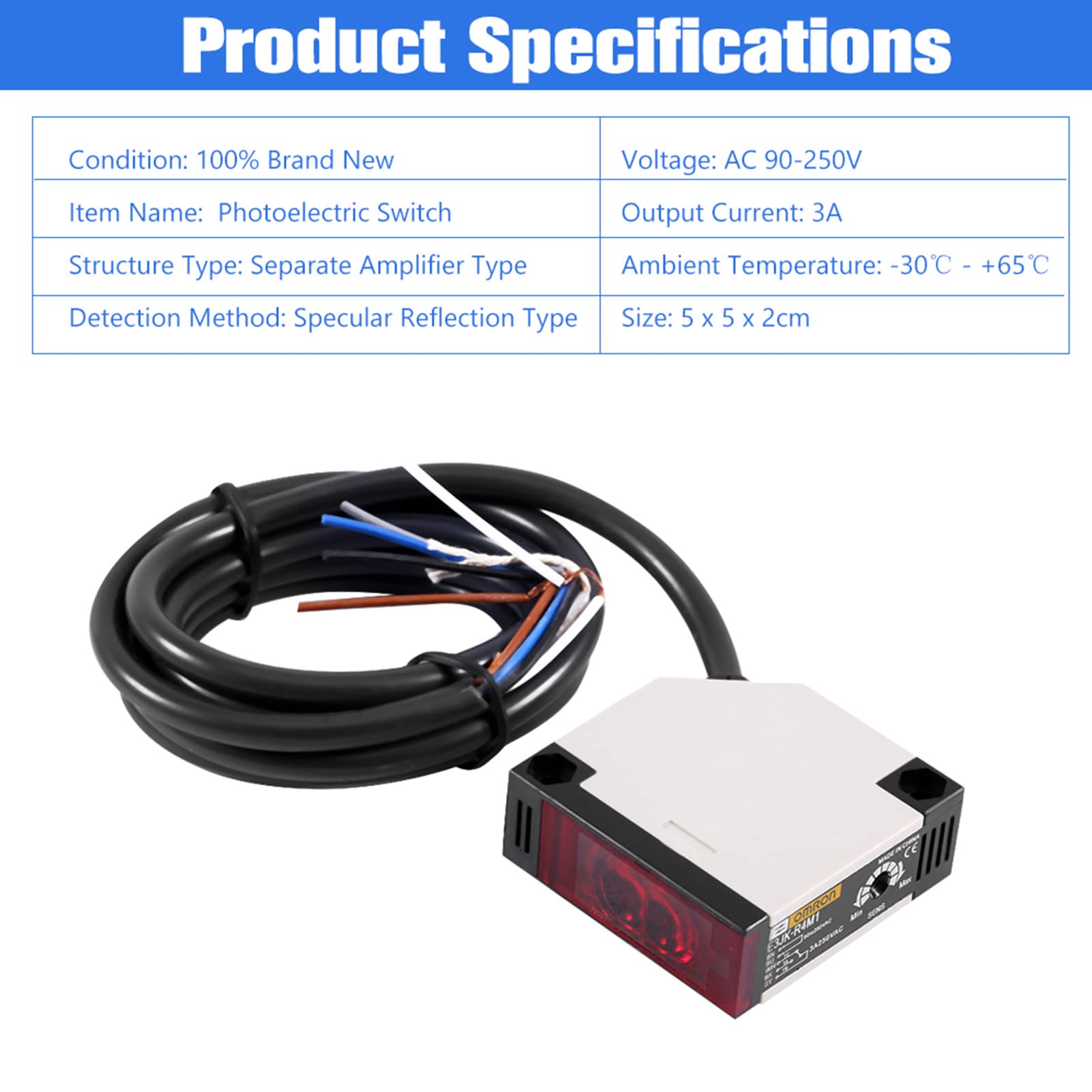 E3JK-R4M1 90-250V 3A fotoelektryczny odbicie lustrzane fotokomórka brama czujniki fotoelektryczne przełącznik fotoelektryczny+przełącznik fotoelektryczny