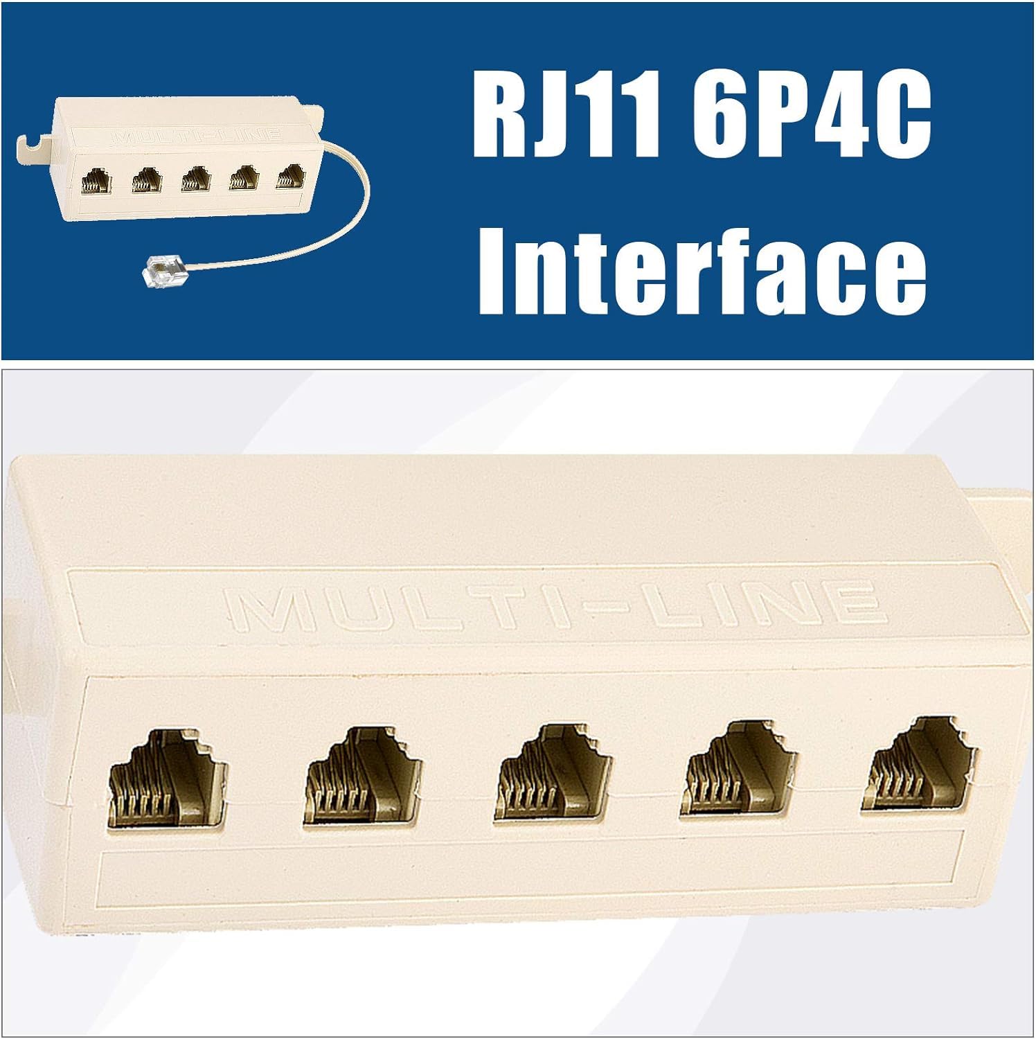 Adapter 5-kierunkowy gniazdko 6P4C RJ11 RJ12 telefon modułowy adapter rozdzielacza liniowego beżowy 1-w-5-out