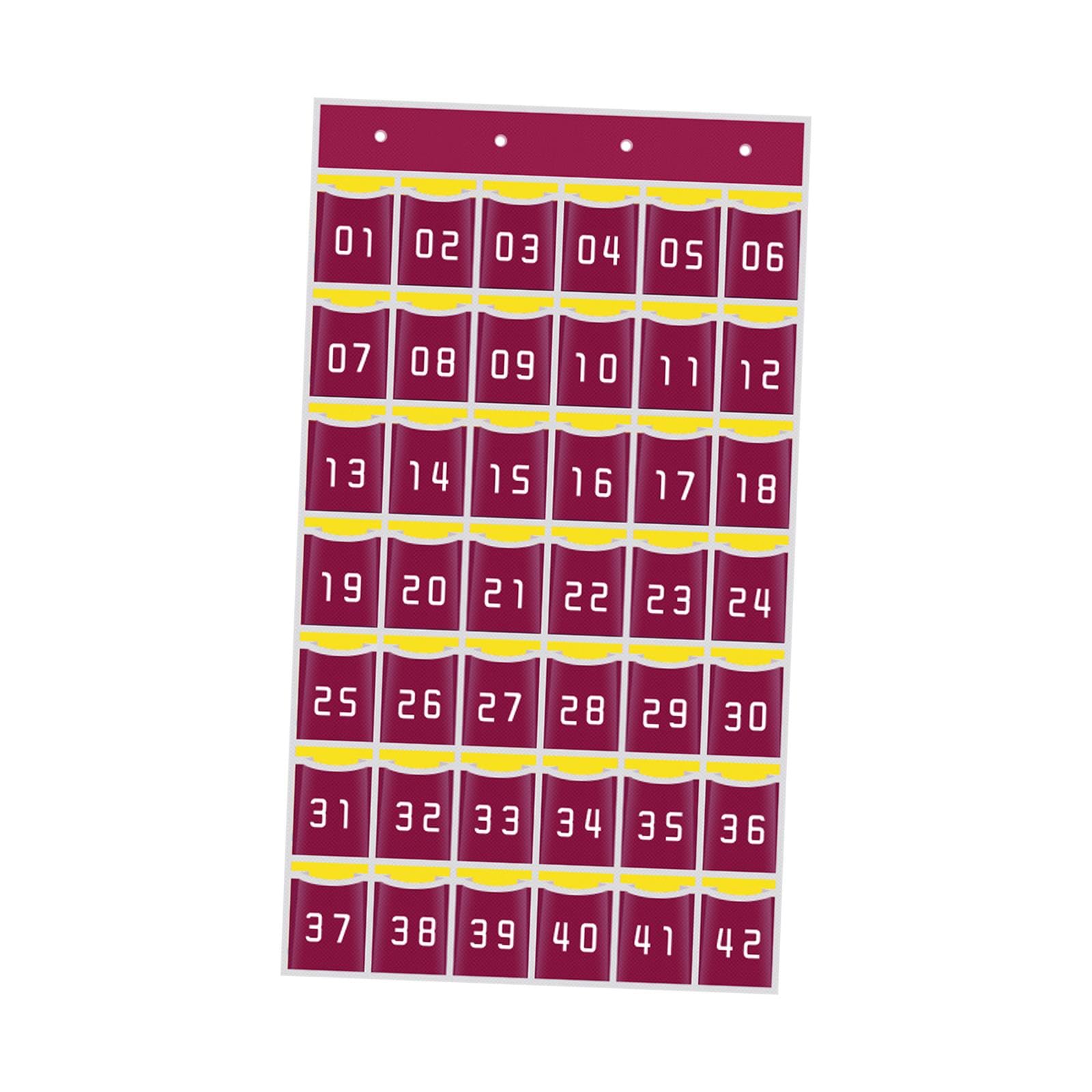 MYADDICTION Classroom Pocket Chart Numbered Hanging Organizer for Closet Cabinet Bedroom 42 Pockets-image-45