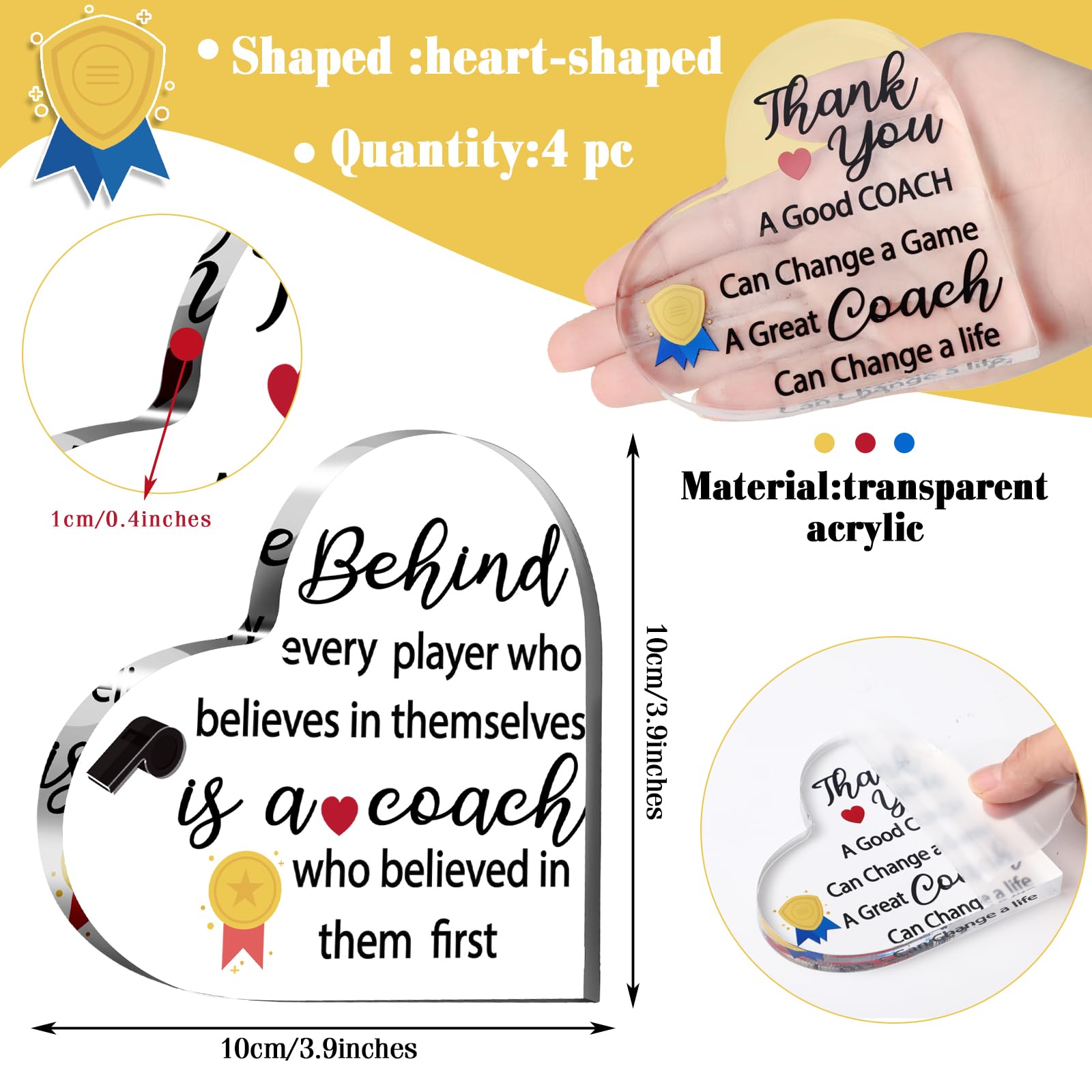 Amazon.com: 4 Pcs Acrylic Coach Gifts Thank You Gifts for Coach