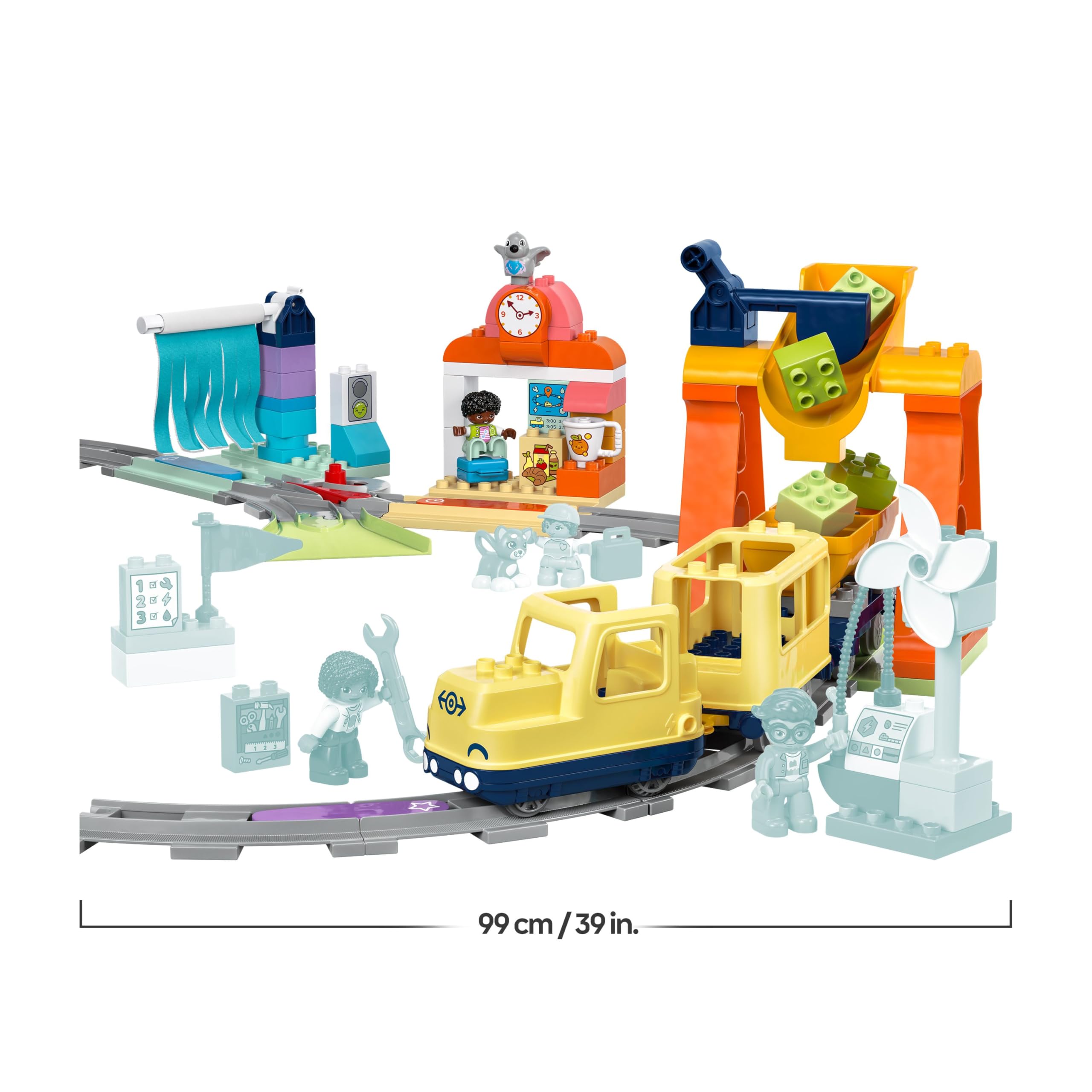 LEGO DUPLO Grande Treno Comunitario Interattivo - Giochi Didattici per Bambini e Bambine da 3 Anni in su - Include un Treno Giocattolo Push&Go con Suoni e Luci, 16 Pezzi di Binario e 4 Figure - 10428
