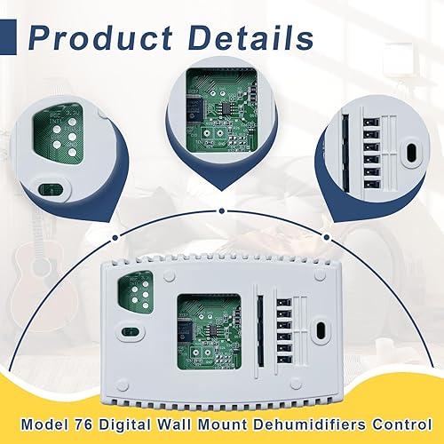 Miniatura 4 de 76 Control digital de deshumidificador de montaje en pared, compatible con deshumidificadores AprilAire 17001800E-Series para todo el hogar,