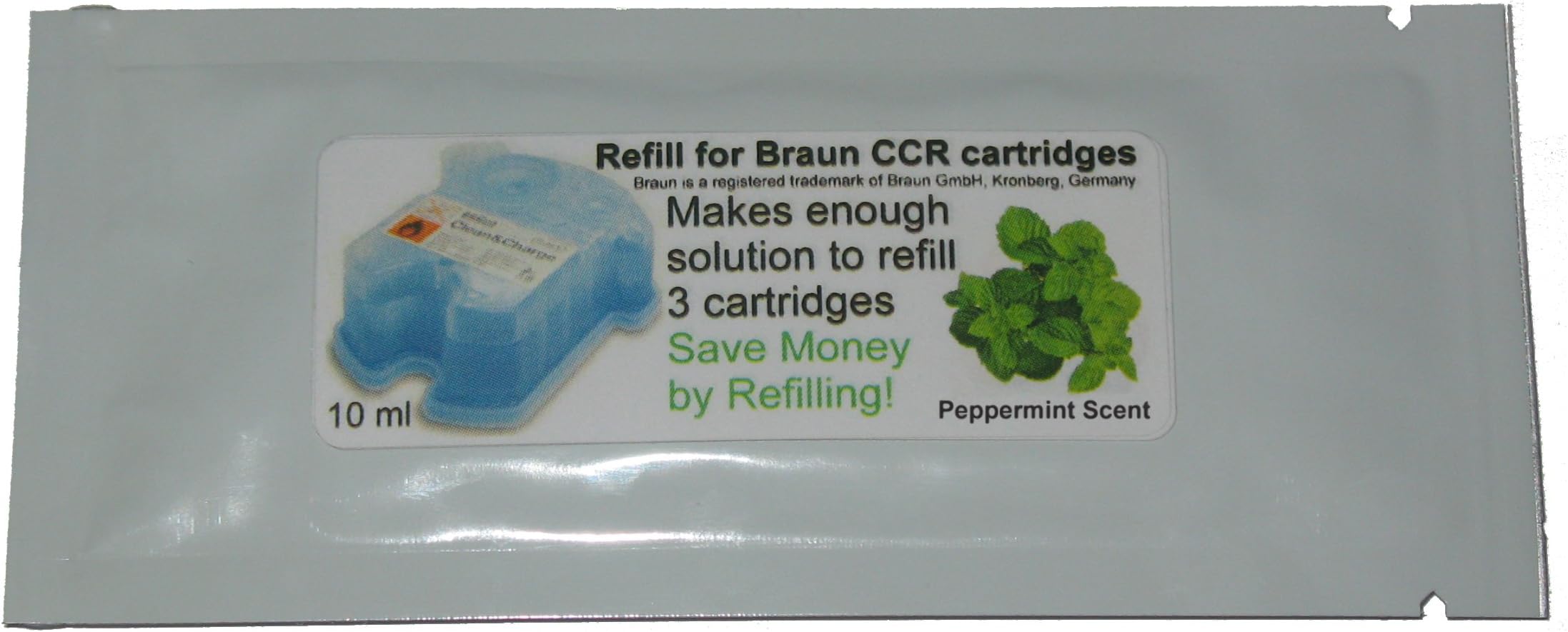 Refill Solution compatible with Braun® Clean & Renew® CCR3 Shaver Cartridges (Peppermint, 25 Packets (75 refills))