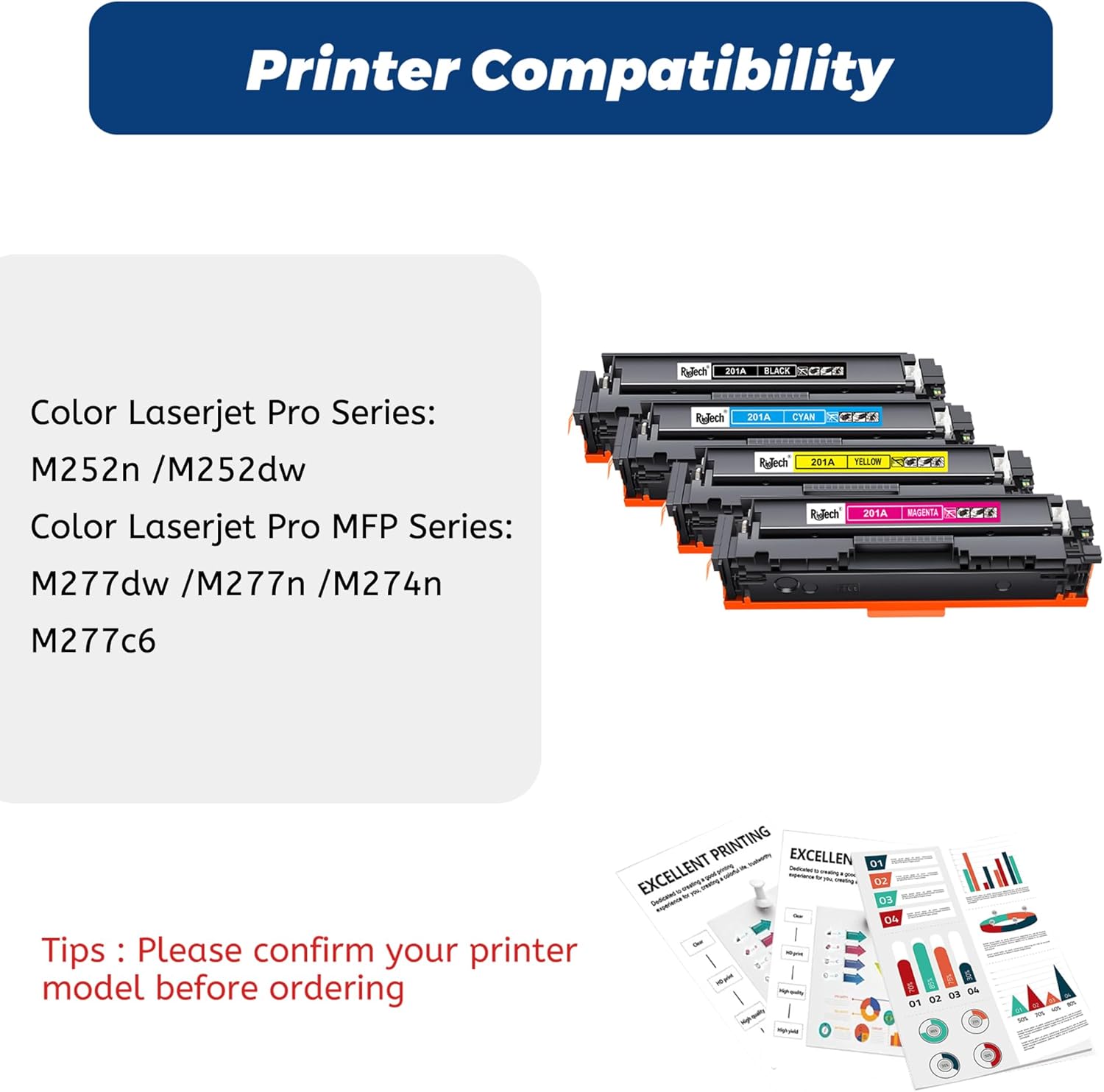201A 201X Toner Cartridges,Compatible for HP 201A 201X CF400A for HP Color LaserJet Pro MFP M277dw M252dw M277n M277c6 M252n M277 Printer, Black Cyan Magenta Yellow 4 Pack
