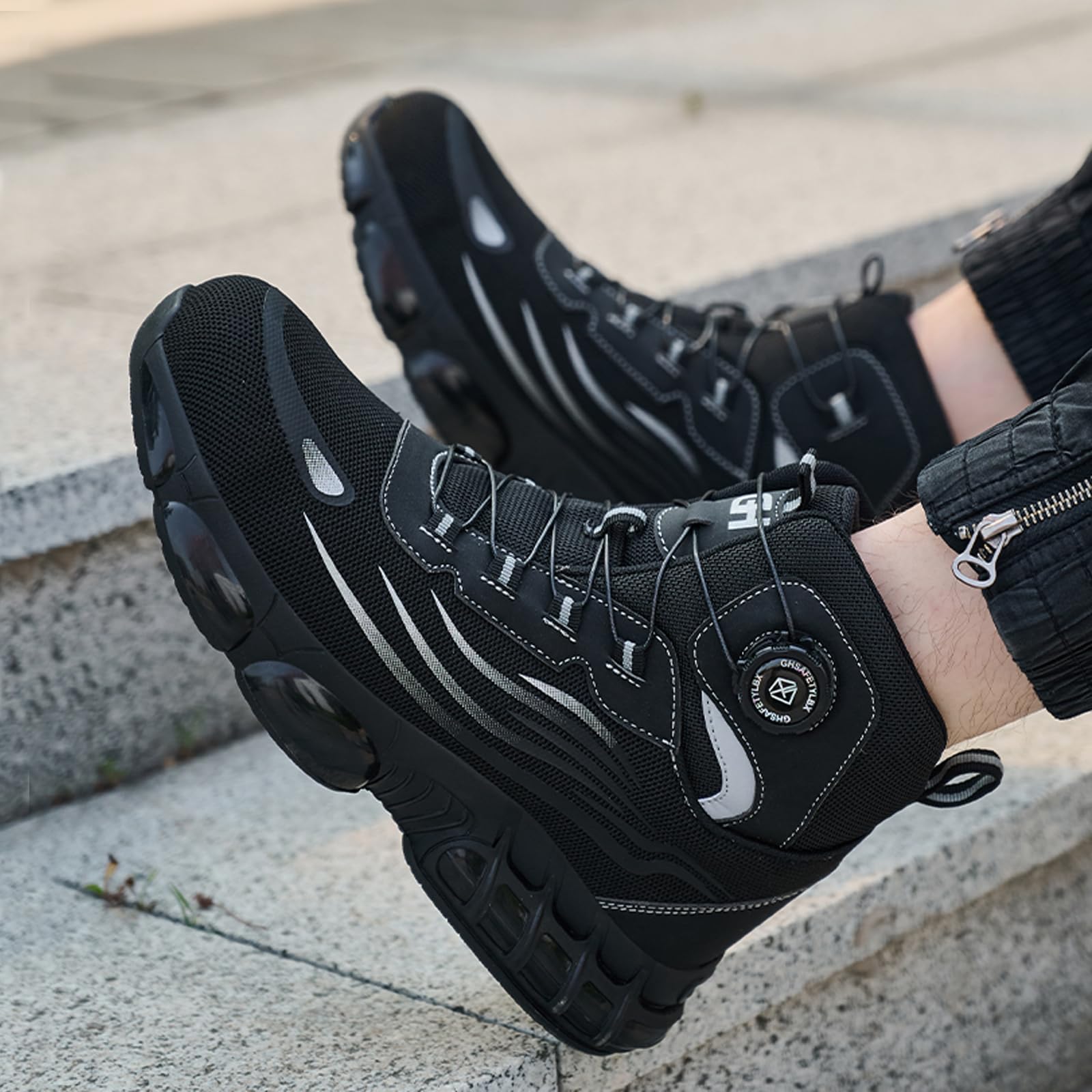 Zapatos de Seguridad para Hombre Mujer Ligeros Botas de Seguridad Transpirable Zapatillas de Trabajo Antideslizantes Comodo con Punta de Acero