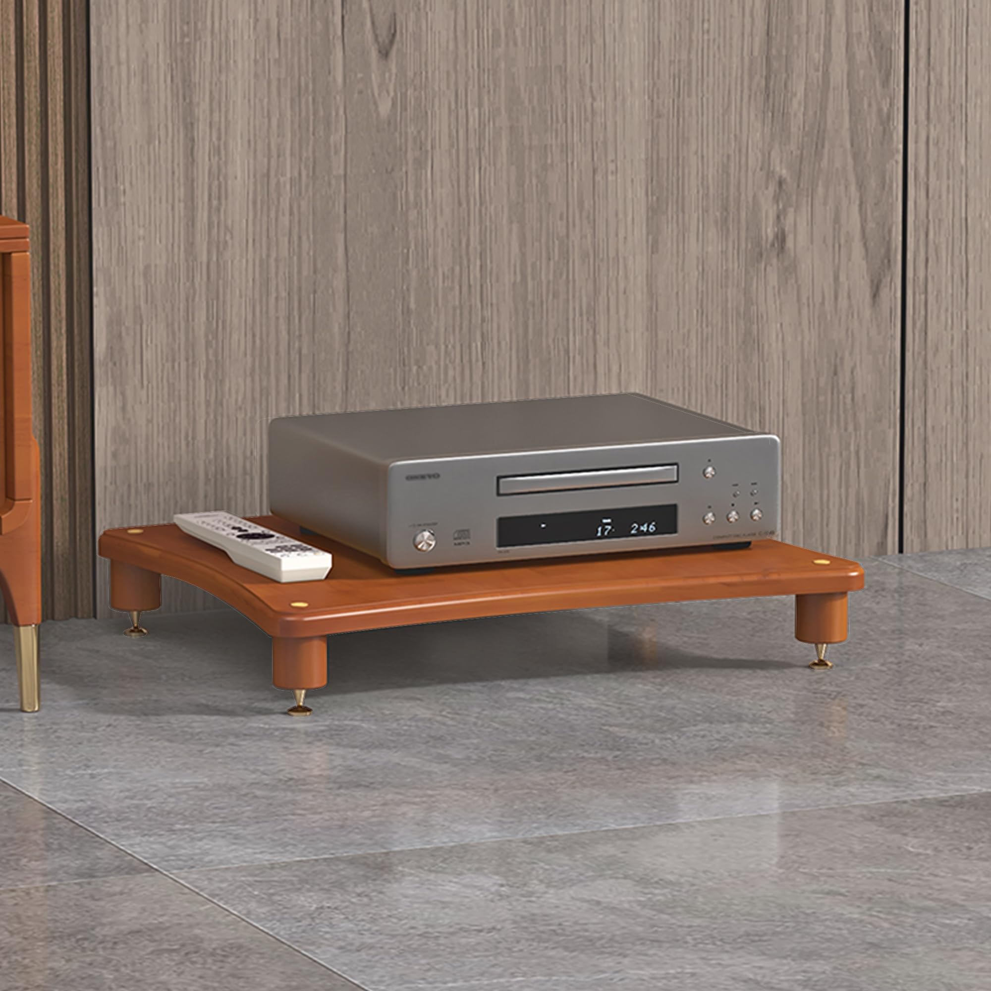 Mobile Giradischi in Legno Supporto Casse Audio HiFi Aperto Multifunzione Consolle per Jukebox Lettori Dvd Console di Gioco Accessori TV(Teak,60 * 48 * 10cm)