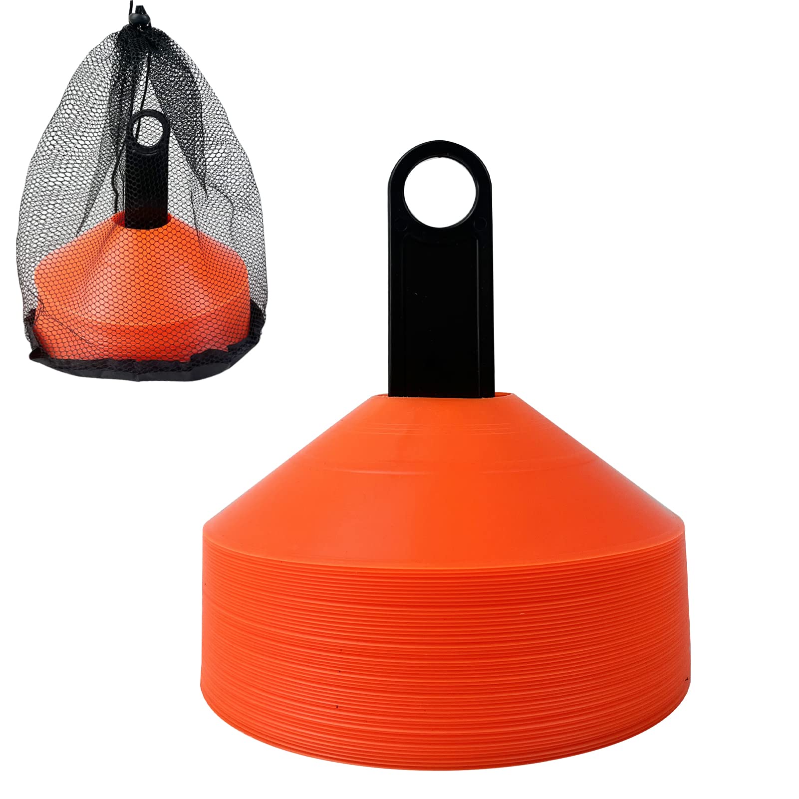 Soccer Agility Training Cones with Carry Bag and Holder,Football Running Basketball Flexible Agility Training Cones Red