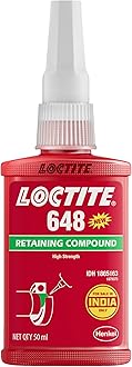 648-50ml, high strength retaining compound for mounting gears & sprockets on gearbox, shafts & rotors on electric motor shafts, works on slightly oily surfaces, high temperature resistant
