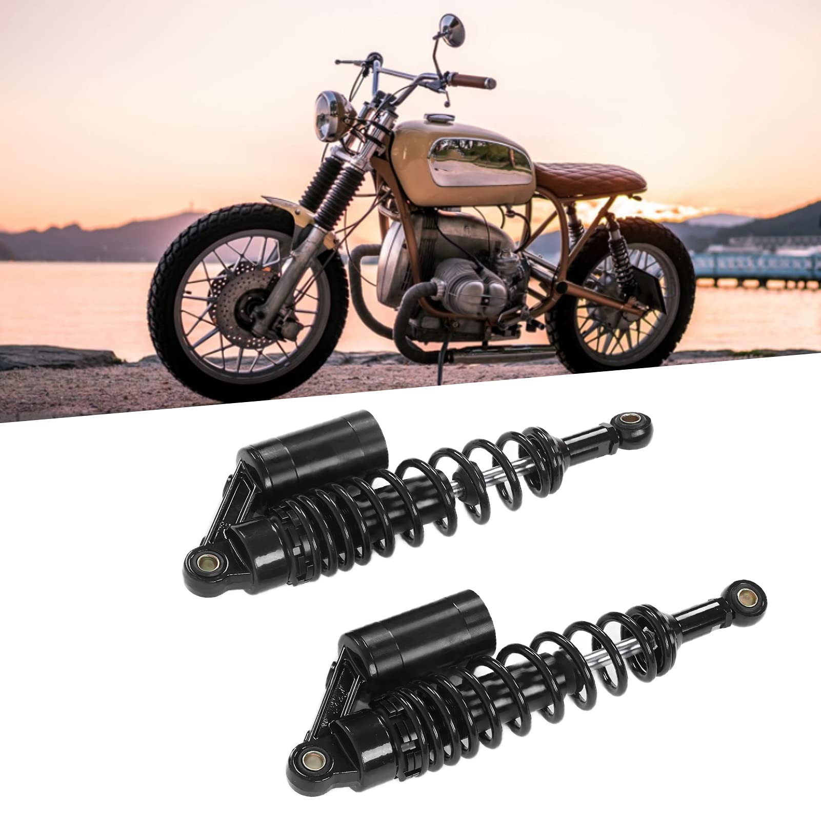 Generic ATV SUV Amortyzator Potężna Moc Sprężyna Tylnego Amortyzatora 2 szt. 12mm Miedziany pierścień do Motocykli Wspinaczka Redukcja Wibracji (BLACK)