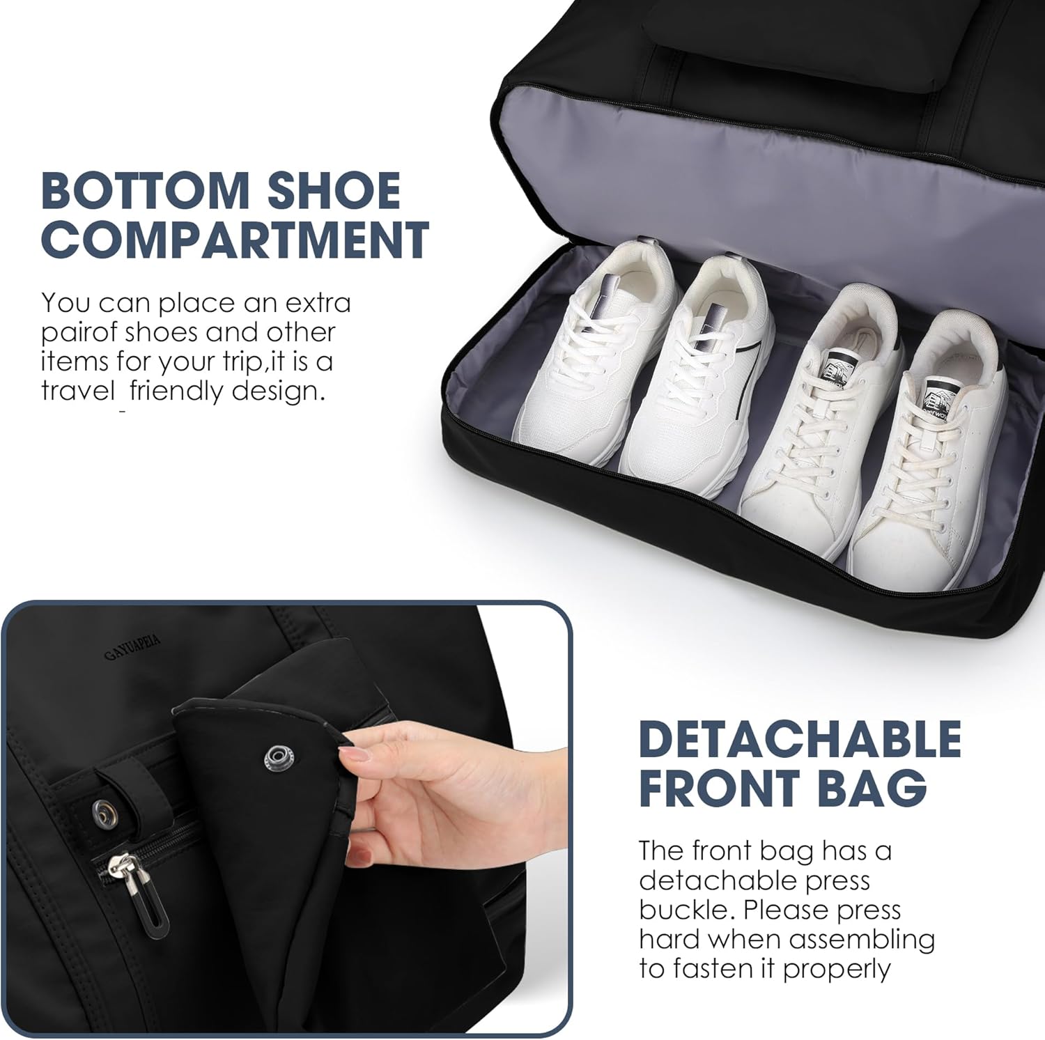 Women's Weekender bag Travel Duffel Bag with Shoe Compartment 21-inch Airline-Approved Carry-On, 2-Piece Overnight Bag Set Personal Item Luggage - Image 6