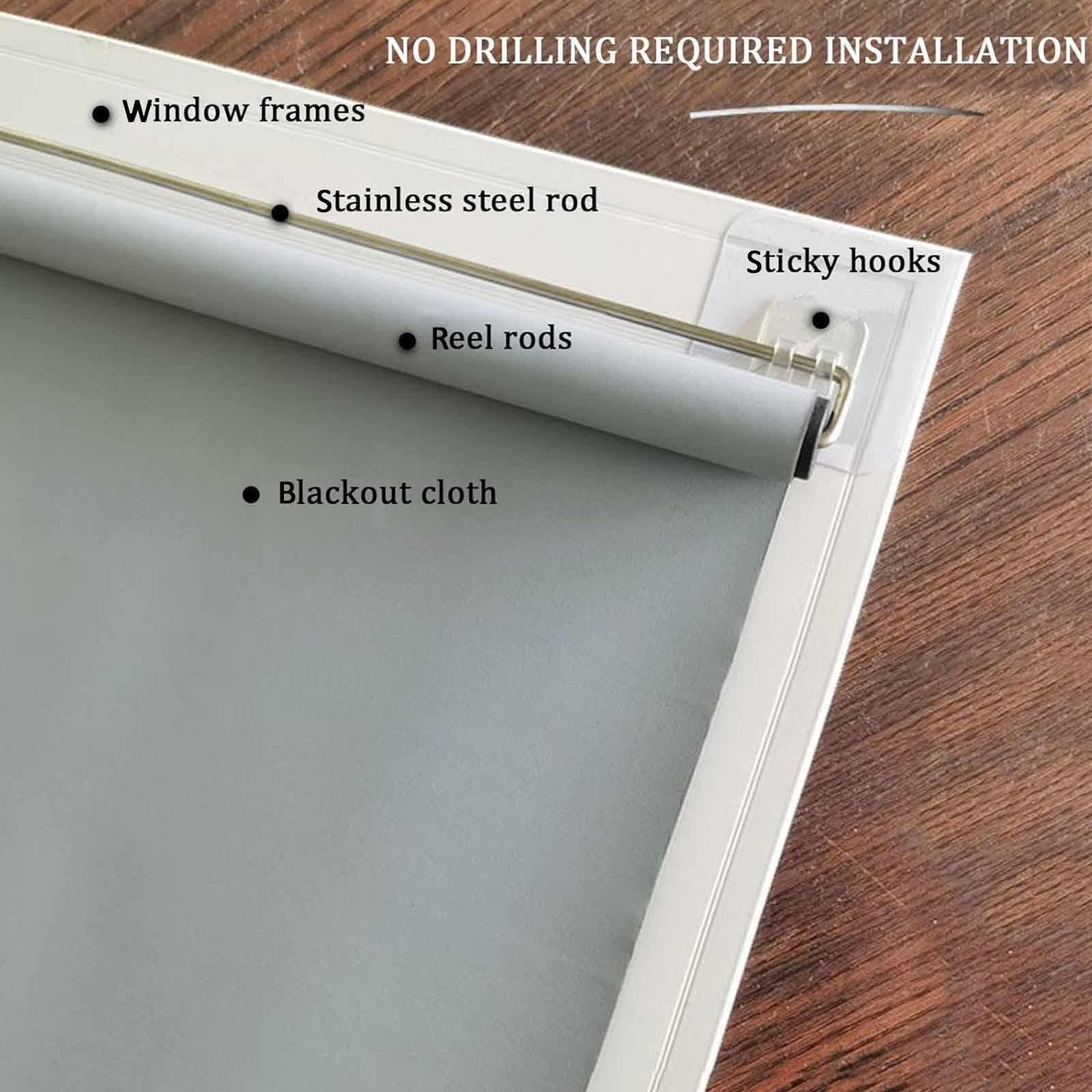 Tende A Rullo Oscurante Retrattili,Tende Avvolgibile Senza Fili Per Finestre,Tende A Rullo Con Ventosa,Parasole Tenda A Rullo Temporanee Larghe 32-150cm,Non È Necessario Forare,White-107x200cm/42x79in