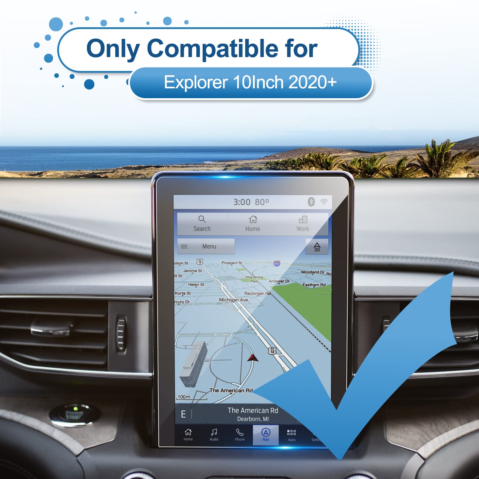 Auto Navigation Displayschutzfolie Panzerglas für Ford Explorer 10.1 Zoll 2019 2020 2021 2022 9H Härte Auto Display Transparent Schutzfolie