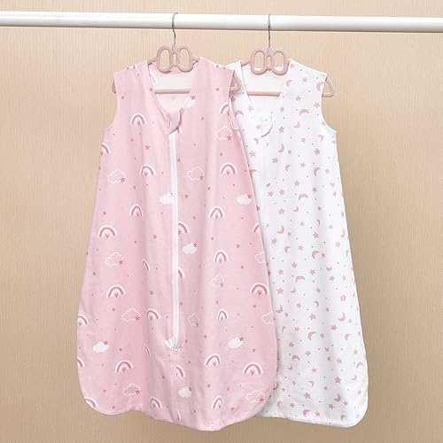 Miniatura 6 de david's kids Saco de dormir 100% algodón orgánico para bebé de 6 a 12 meses, mantas suaves para bebé con cremallera de 2 vías, paquete de 2 cómodos