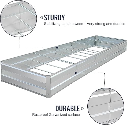 Miniatura 6 de Migoda Cama de jardín elevada galvanizada para exteriores, para verduras, flores, hierbas, 13.5 x 3 x 1 pies, kit de acero grande de metal pesado