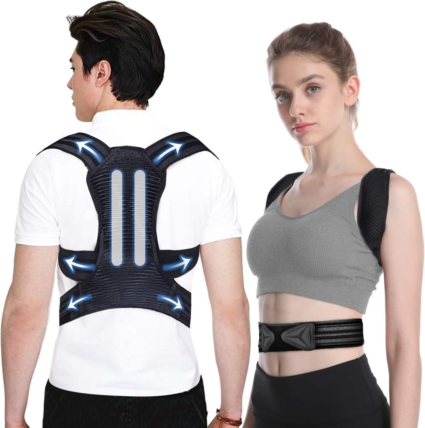 Posture Corrector for Men and Women KarmaRebirth Upgrade Upper Back Brace with Breathable Elastic Material Improves Posture Support Back,Care for Neck,Shoulders and Relieve Upper Back Pain(Size:XL)