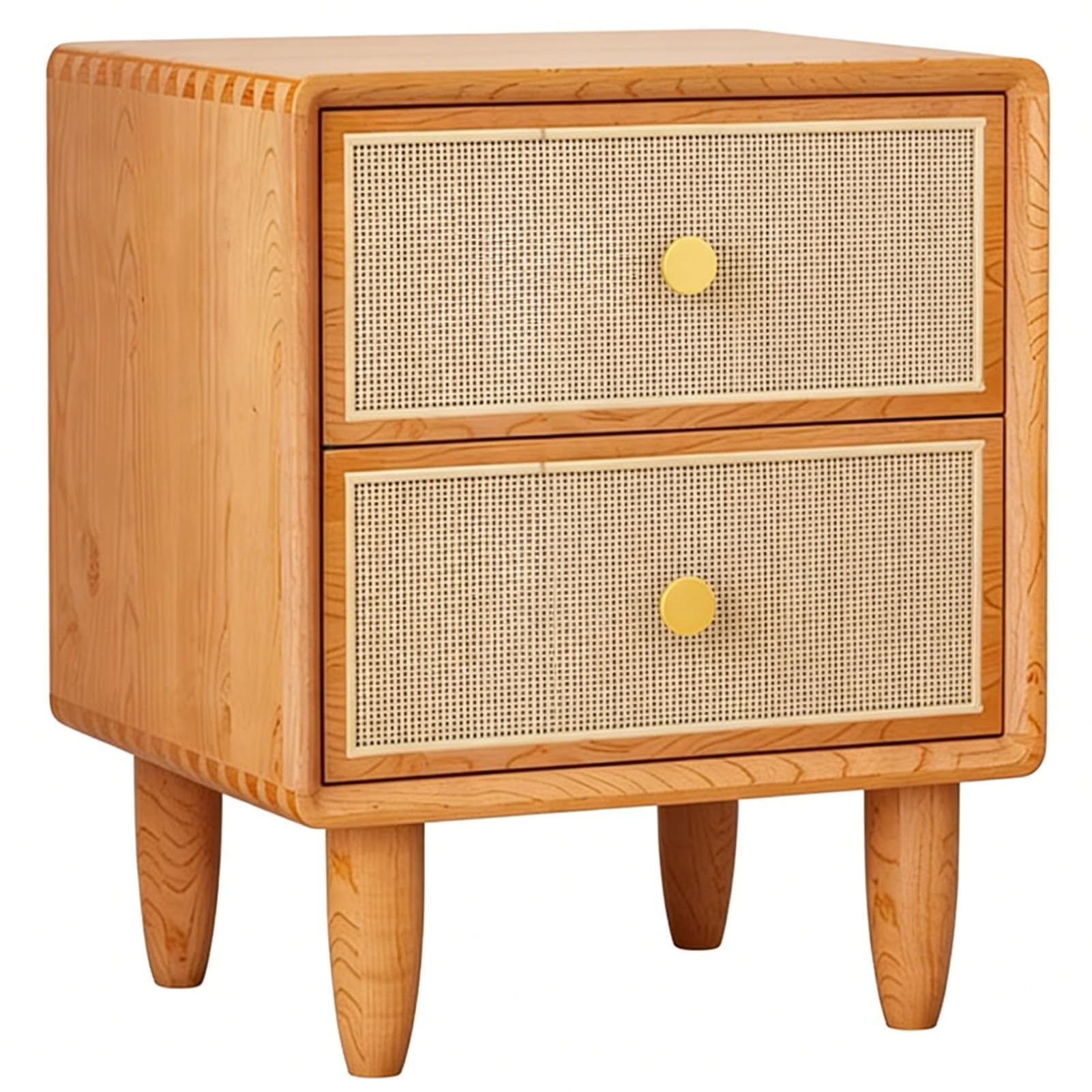 Table de chevet en bois de style vintage pour une chambre chaleureuse