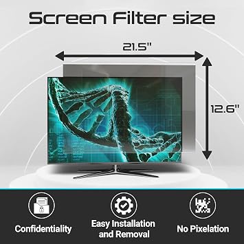 EZ-Pro Screen Protector Privacy Screen Panel for 24 inches (Screen Measured Diagonally) Computer Monitor, Anti Blue Light and Easy Installation, Screen Panel Size 12.6 Height x21.5 Width