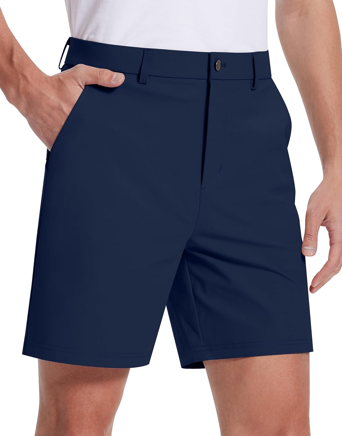 Mens Golf Dress Shorts 7 Inch Inseam Stretch Work Shorts Quick Dry Casual Lightweight Flat Front Shorts with 5 Pockets