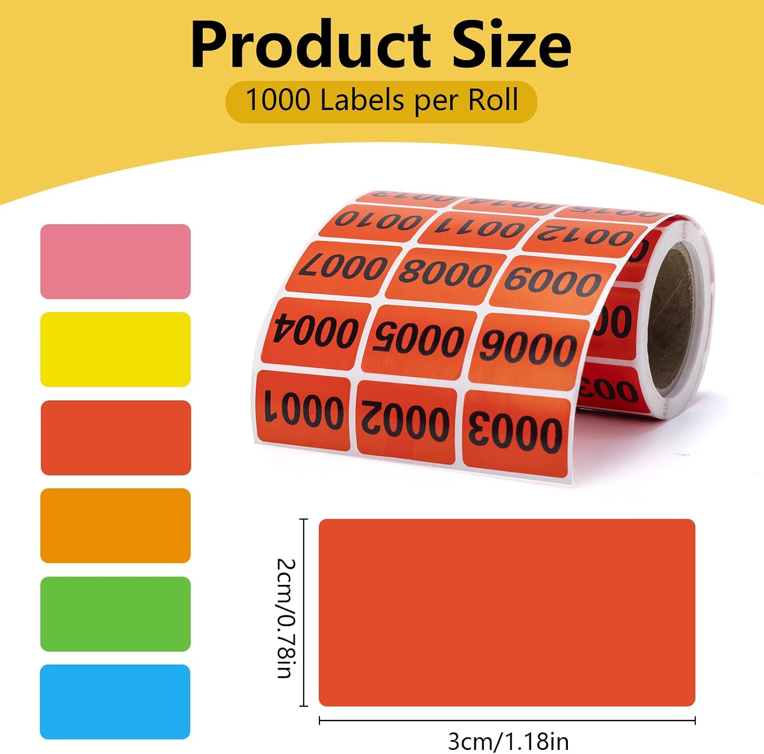 6 Rolls Numbered Stickers 1-999, Waterproof Multi-Color Number Labels for Warehouse Storage, Office Organization & Event Management - Consecutive Number Stickers