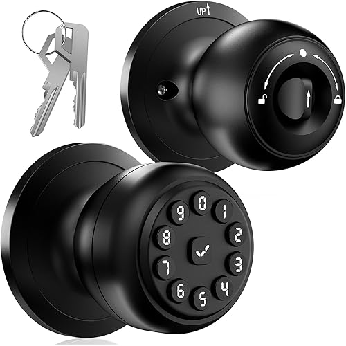 Smart Door Lock, Smart Door Knob with Lock, Keyless Door knob with App Control & Key, Keyless Thumbprint Entry Door Locks for Bedrooms, Front Door, Home, Apartment Office and Garages
