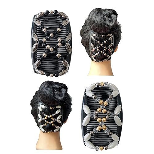 2 peines elásticos para niña, peine mágico para el cabello, pinzas dobles, accesorios de peinado para mujeres y niñas, belleza del cabello