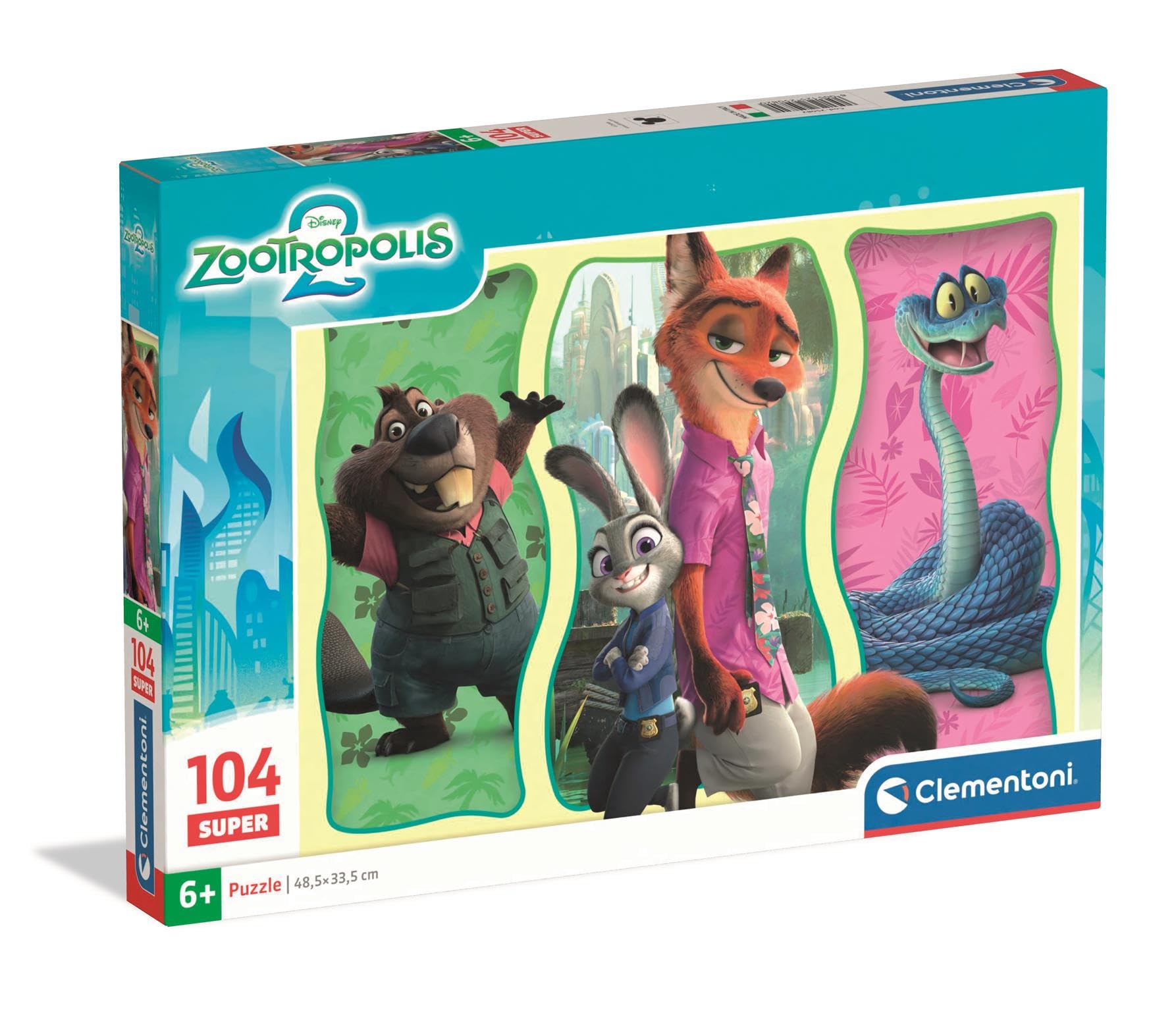 Clementoni Puzzle 104 pieces, Zootopia 2, Puzzle for Children 6+ Years, Made in Italy, 25082