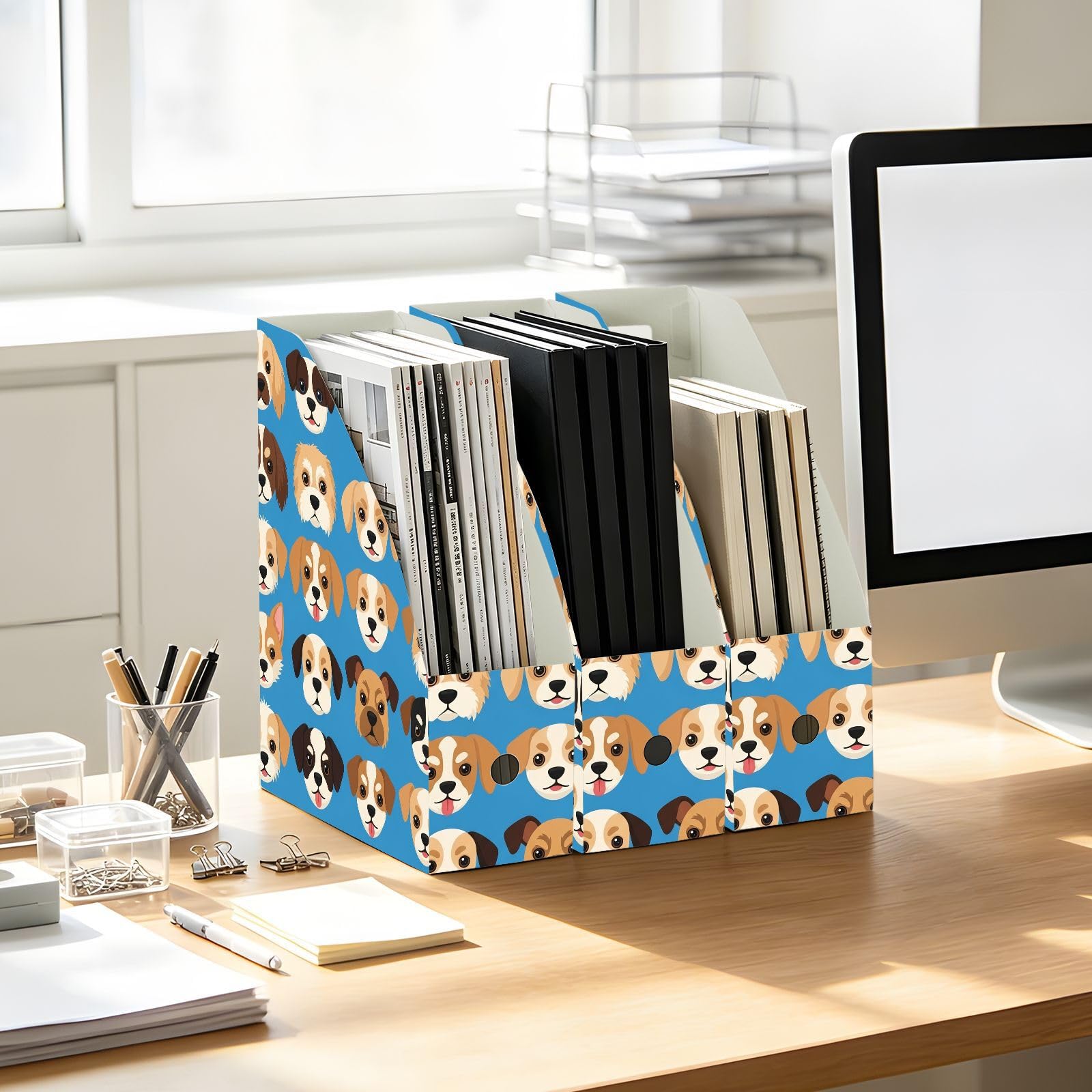 Organisateur de fichiers pliable en forme de chien bleu