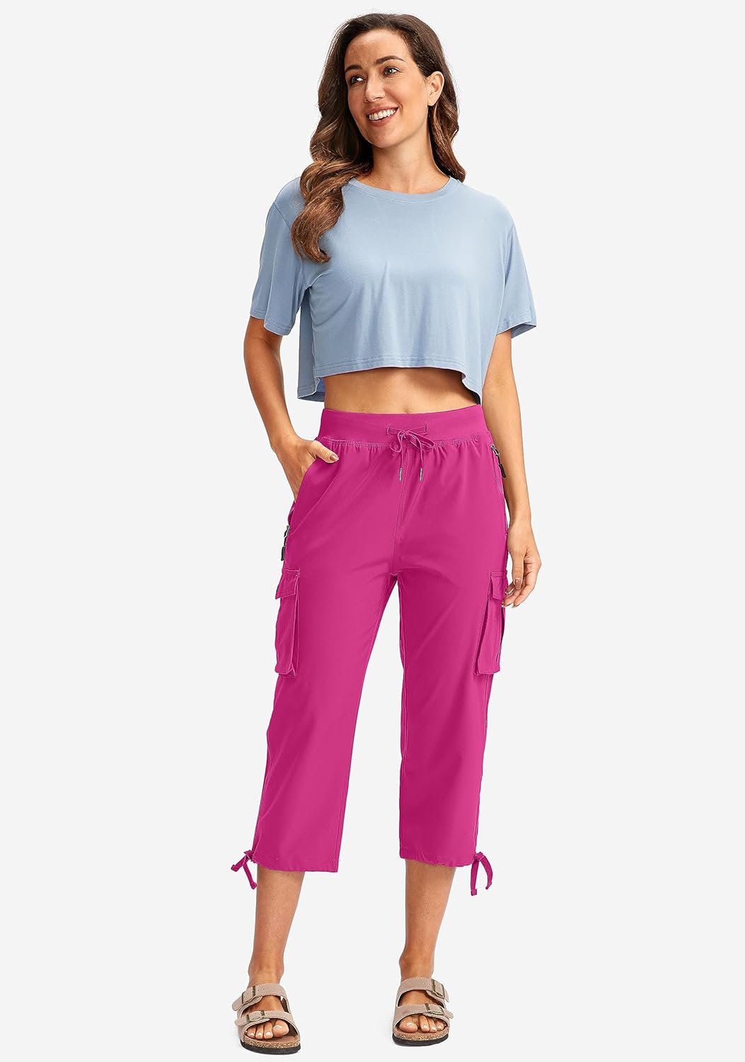 Soothfeel Women's Cargo Capris Pants with 6 Pockets Lightweight Quick Dry Travel Hiking Summer Pants for Women Casual - Image 5