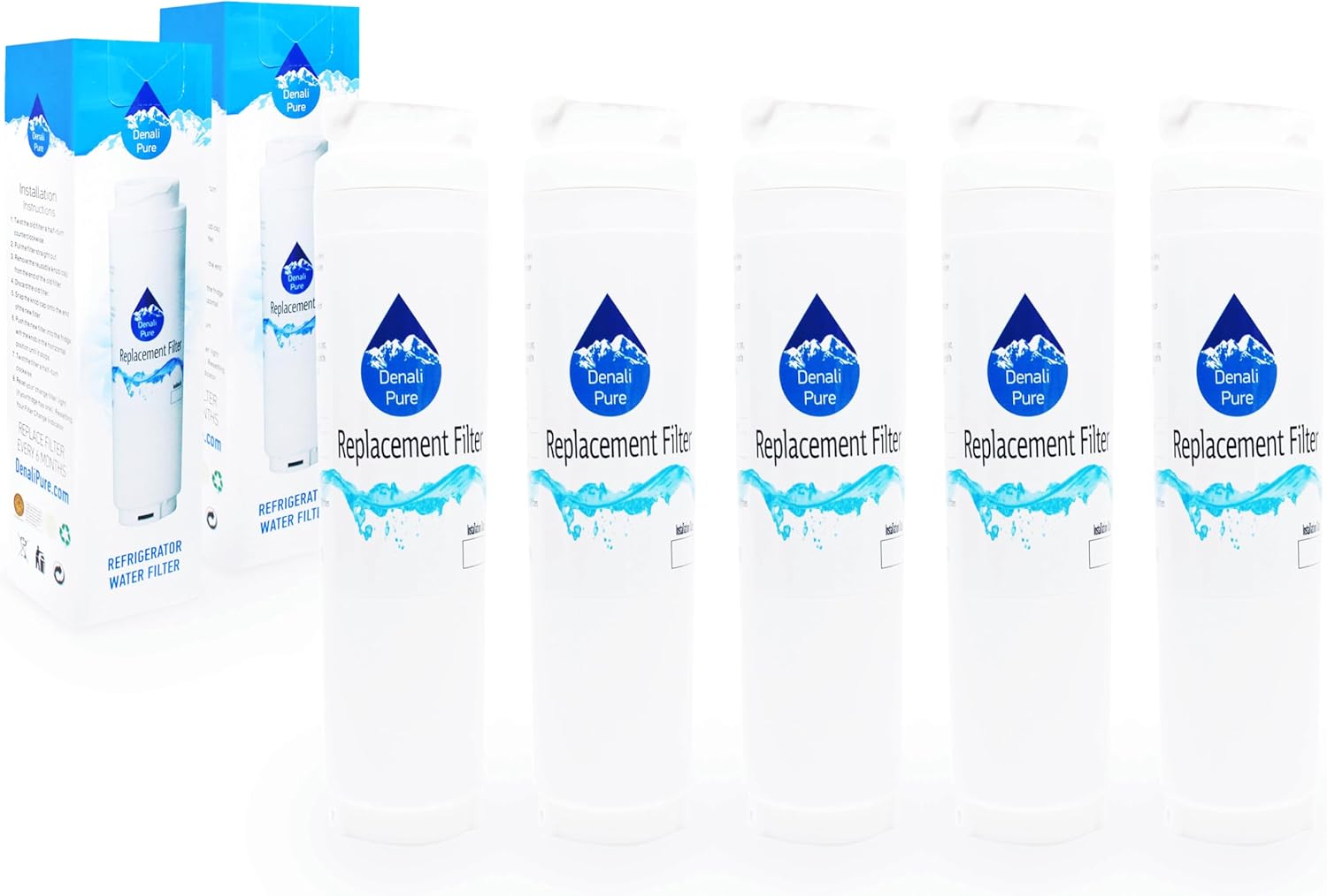 5-Pack Replacement for Bosch B22CS50SNW01 Refrigerator Water Filter - Compatible with Bosch ULTRACLARITY, 644845 Fridge Water Filter Cartridge