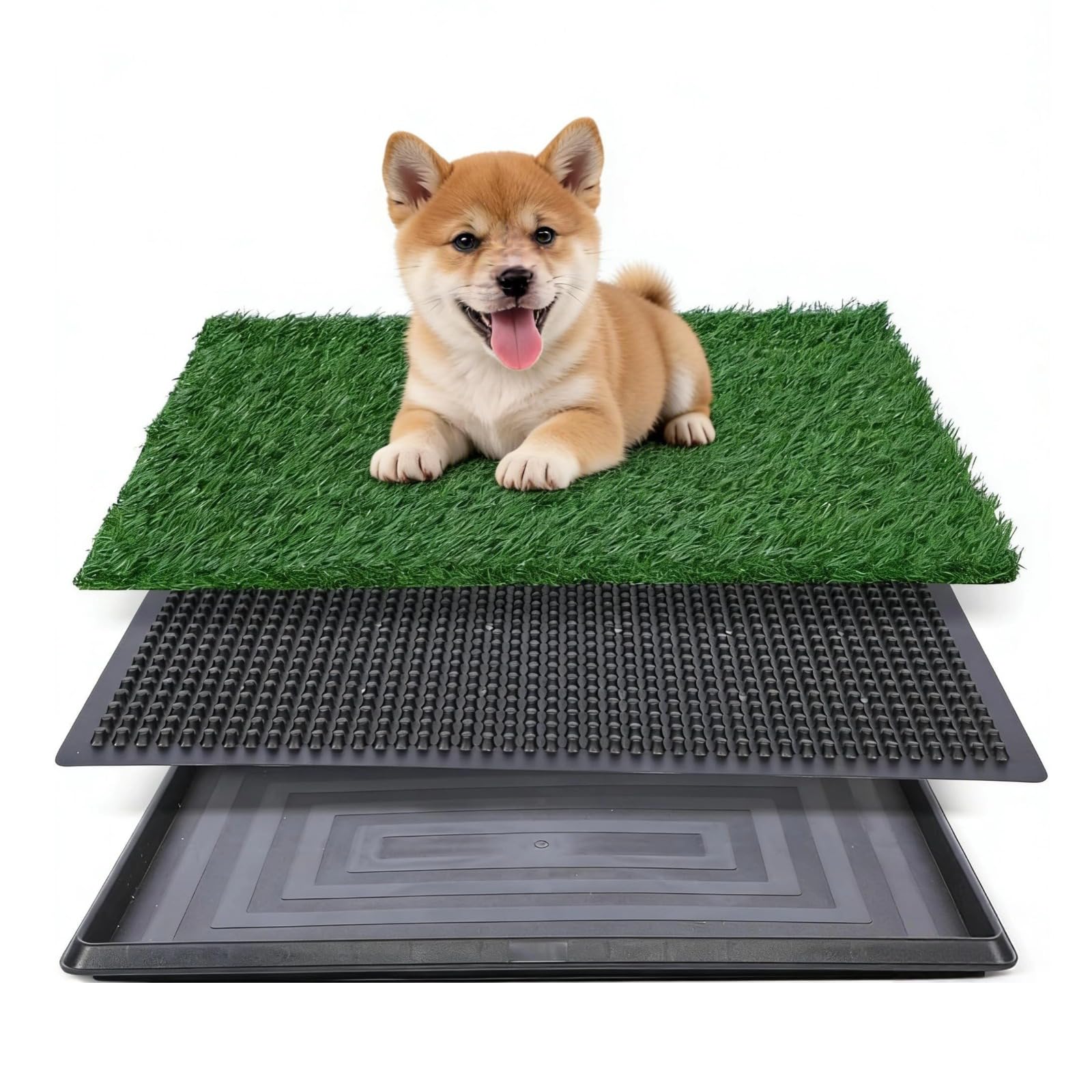 Toilette pour Chien avec Gazon Artificiel, Bac à Litière Lavable Réutilisable, 40,6 x 50,8 cm