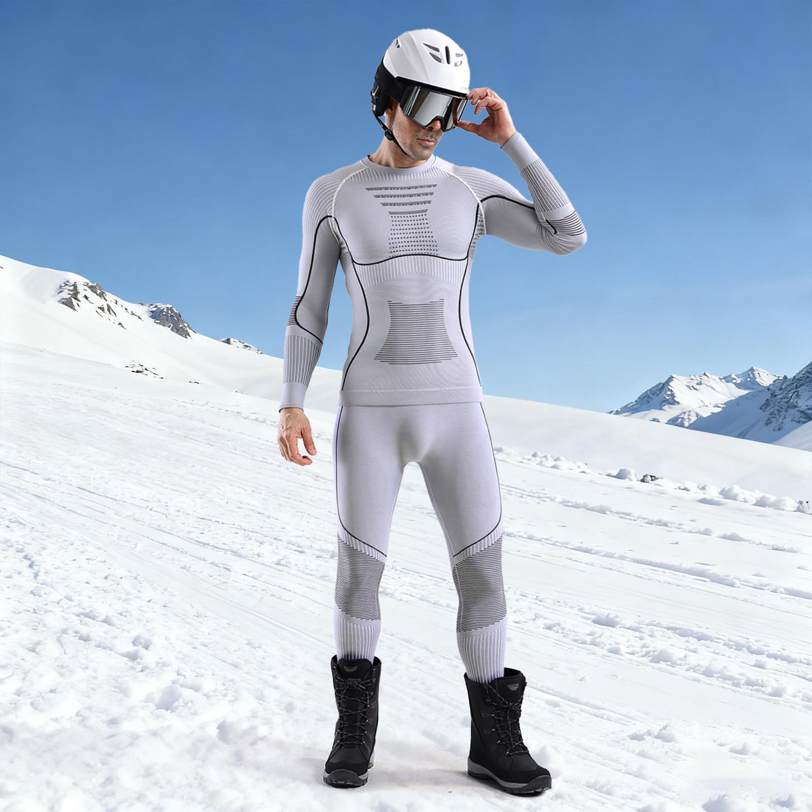 Ensemble de sous-vêtements thermiques pour homme - Long - Respirant - Séchage rapide - Sous-vêtements de sport - Combinaison de compression pour l'entraînement - Ski - Course à pied