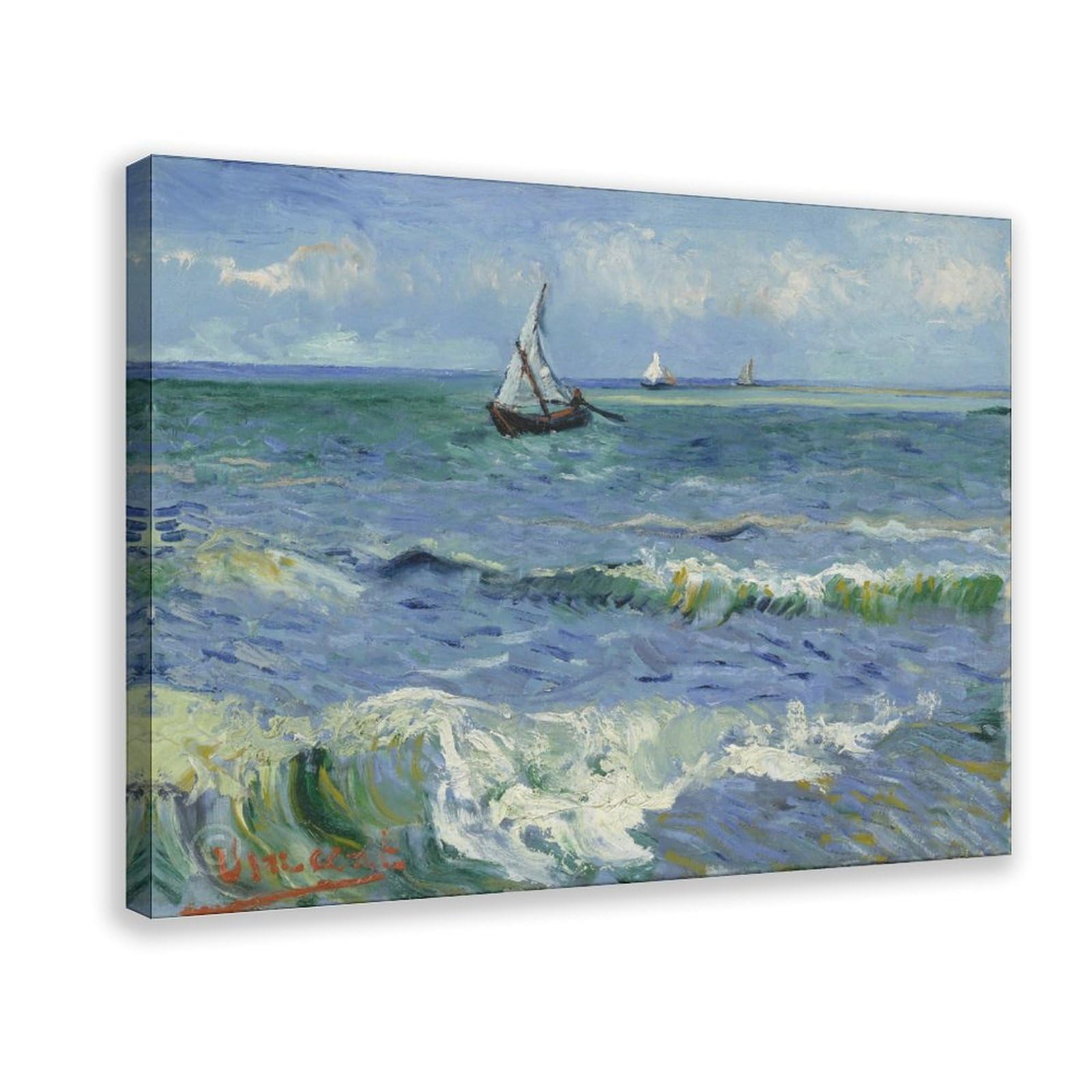 DFJyjFGJJ Vincent Van Gogh – Seascape at Saintes-Maries Canvas Poster Bedroom Sports Landscape Office Room Decor Gift 12" L X 18" W