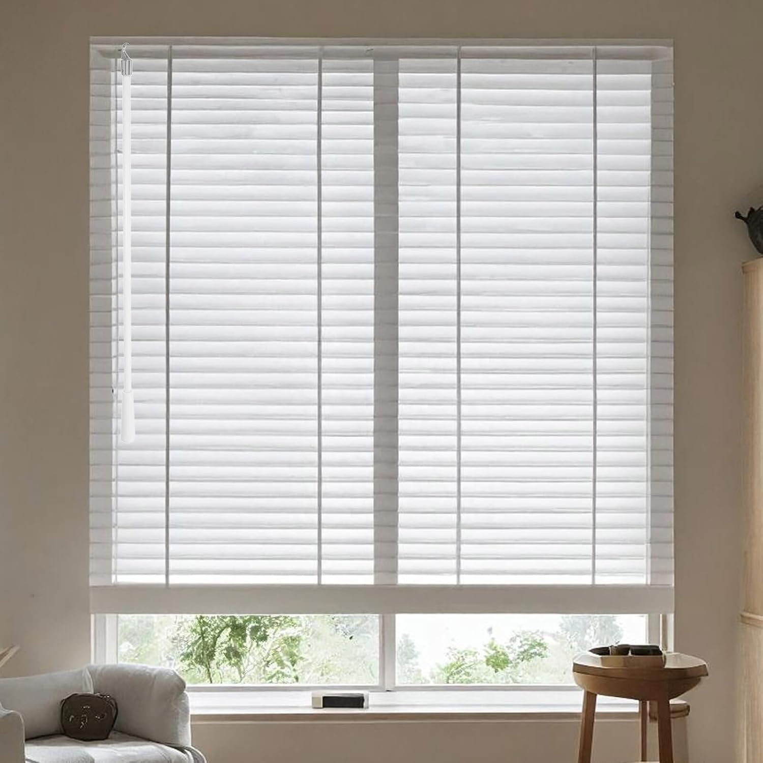 2pcs White Fiberglass Blind Wand 17-inch Curtain Pull Rod with Hook Vertical Window Blind Tilt Adjustment Hardware for Home Window Treatment