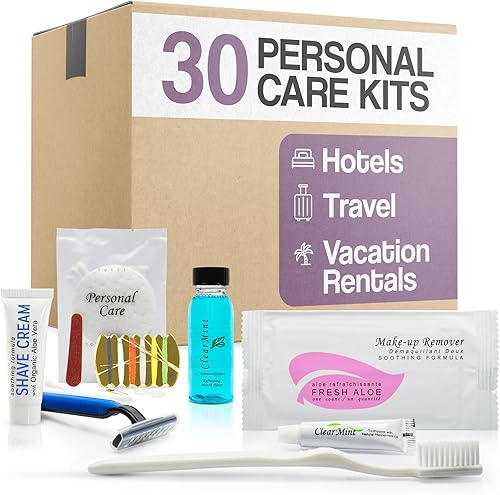 Artículos de tocador de viaje para cuidado personal  Kit de amenidades 1-Shoppe  Juego de afeitado de viaje, cepillo de dientes y pasta, enjuague