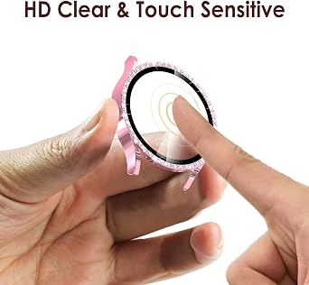 Simpeak 5-Pack Bling Screen Protector Case Compatible with Samsung Galaxy Watch 7 40mm 2024, Full Protection PC Bumper Case Cover Compatible with Galaxy Watch 7 40mm, Black,Clear,Rose Gold,Green,Gold