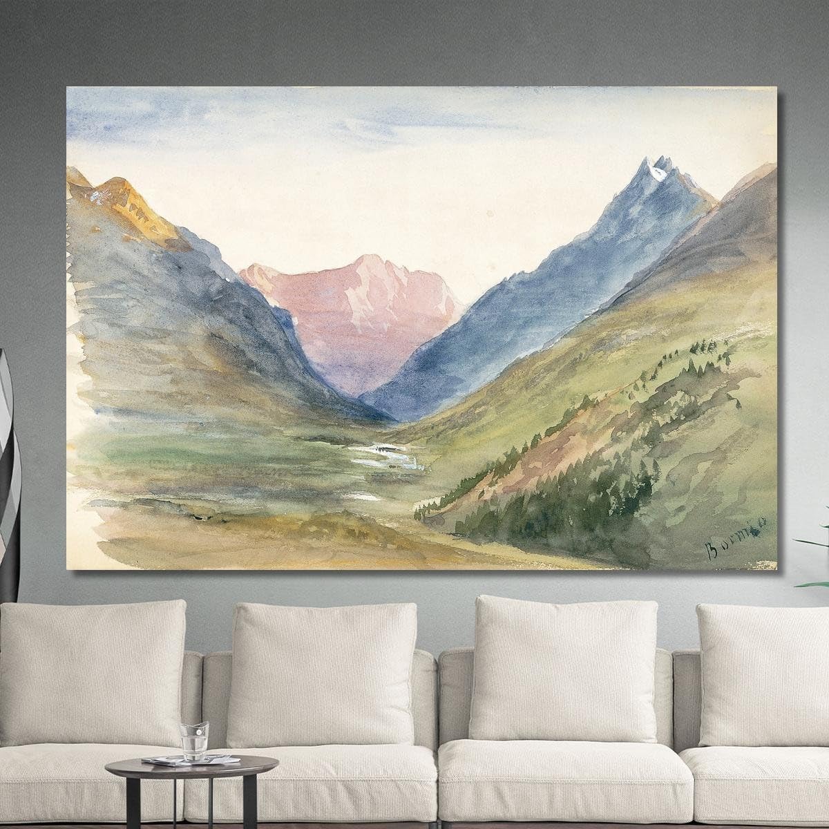 Vista Montagna A Bormio John Singer Sargent, jss177 Quadro Stampato su Tela, 100x70 cm