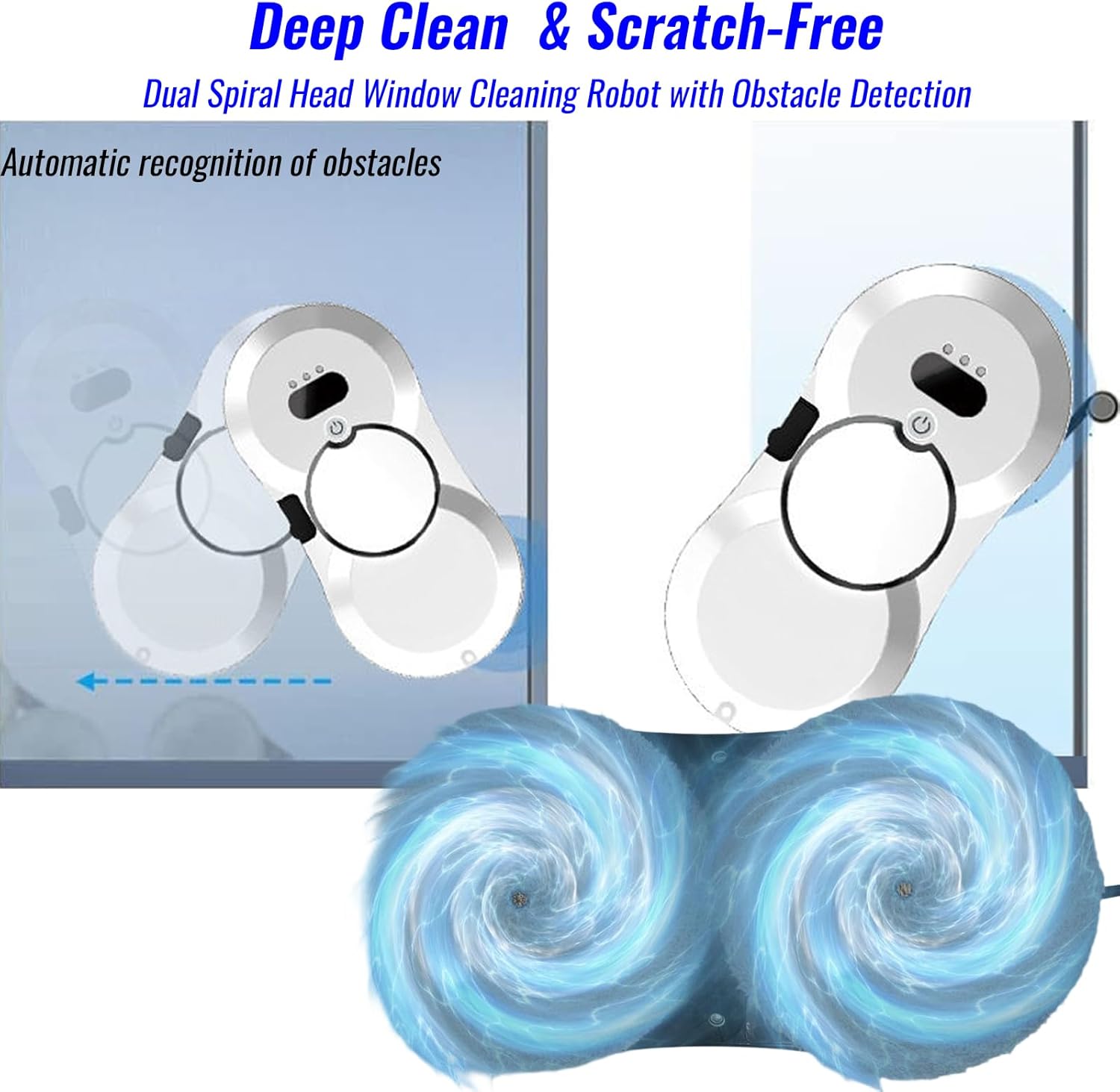 Window Cleaning Robot, Automatic Window Cleaner with Water Spray, 5600Pa Suction, 3.0 Path Planning, Remote Control, for Indoor Outdoor Windows Glass Tiles Door