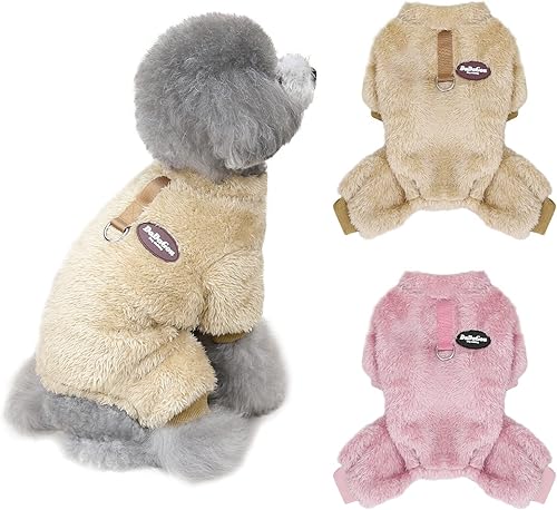 HUMLANJ Paquete de 2 pijamas de perro para perros pequeños mamelucos cálidos para cachorros pijamas de terciopelo suave y mullido para mascotas
