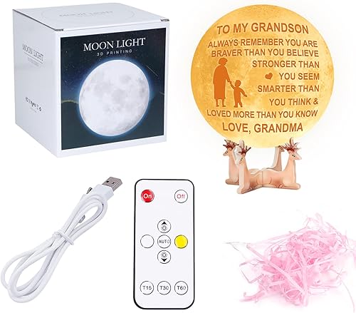 Miniatura 10 de Lámpara de luna personalizada con tu propia foto, texto o diseño  Impresión 3D de la luz de luna de 5,9 pulgadas que brilla, lámpara táctil con