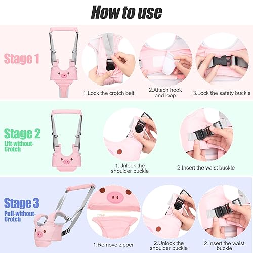 Miniatura 4 de Arnés de mano transpirable para caminar cinturón de asistente ajustable para niños pequeños con 4 pares de calcetines antideslizantes para niños