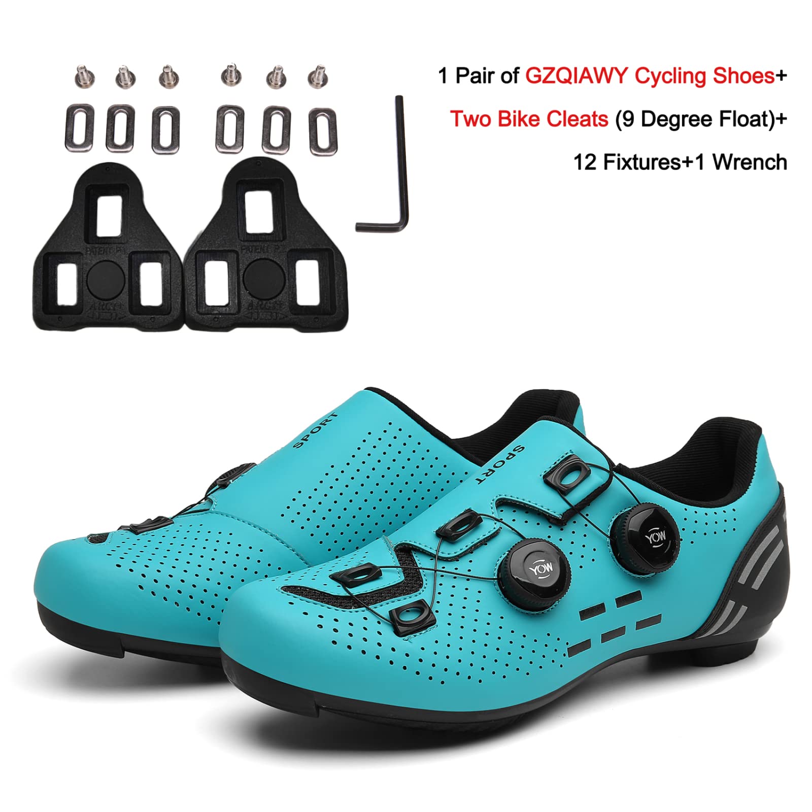 Męskie buty szosowe, kolarskie, sneakersy MTB Clits Route Cleat Dirt Bike Speed Flat Racing damskie SPD pedały kolarstwo górskie, B??kitne jezioro, 47 EU