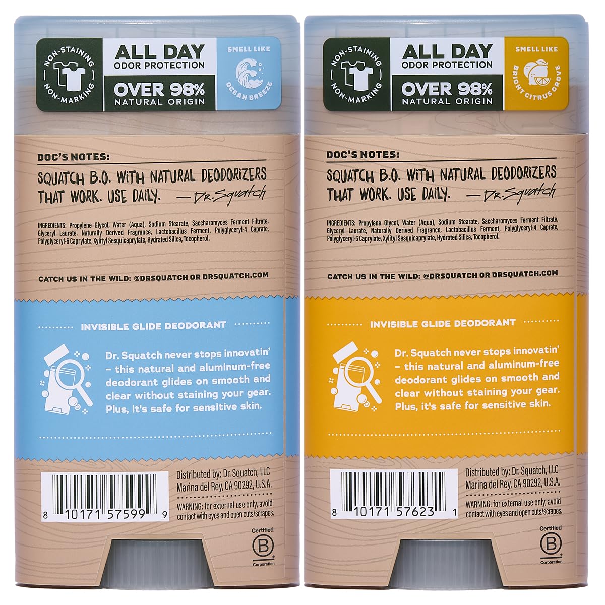 Dr. Squatch Invisible Glide Natural Men’s Deodorant – Smooth Glide, No Stains – Aluminum Free Deodorant Men – Safe for Sensitive Skin – Coastal Mist + Summer Citrus, 2.65oz (2-Pack) - Image 9