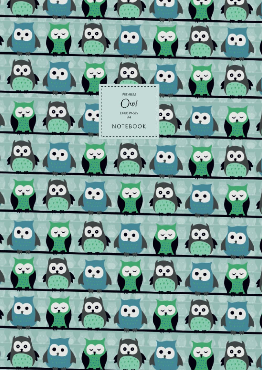 Owl Notebook - Lined Pages - A4 - Premium: (Mint Edition) Fun Notebook 192 lined pages (A4 / 8.27x11.69 inches / 21x29.7cm)