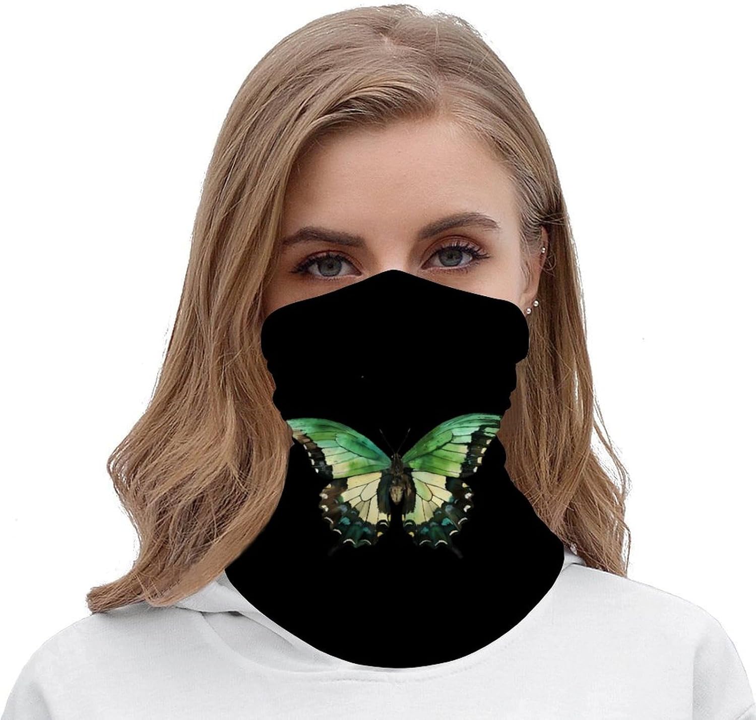Three Color Green Butterflys Neck Gaiter Windproof Face Mask Bandanas for Men Women Cold Weather Scarf