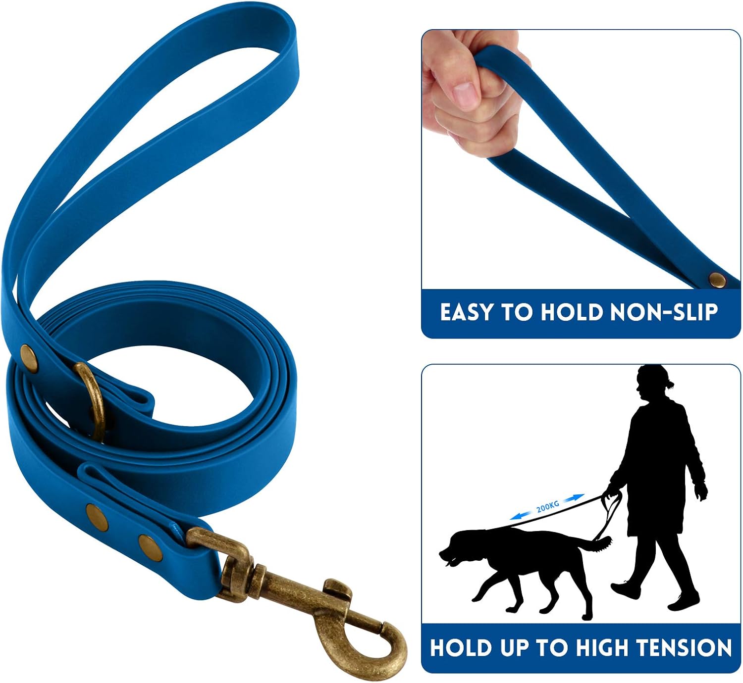 Wisedog Waterproof Dog Collar and Leash Set, Adjustable Puppy Collar with Cute Tag 6FT Dog Leash with Poop Bag for Small Medium Large Dogs (XL, Blue)