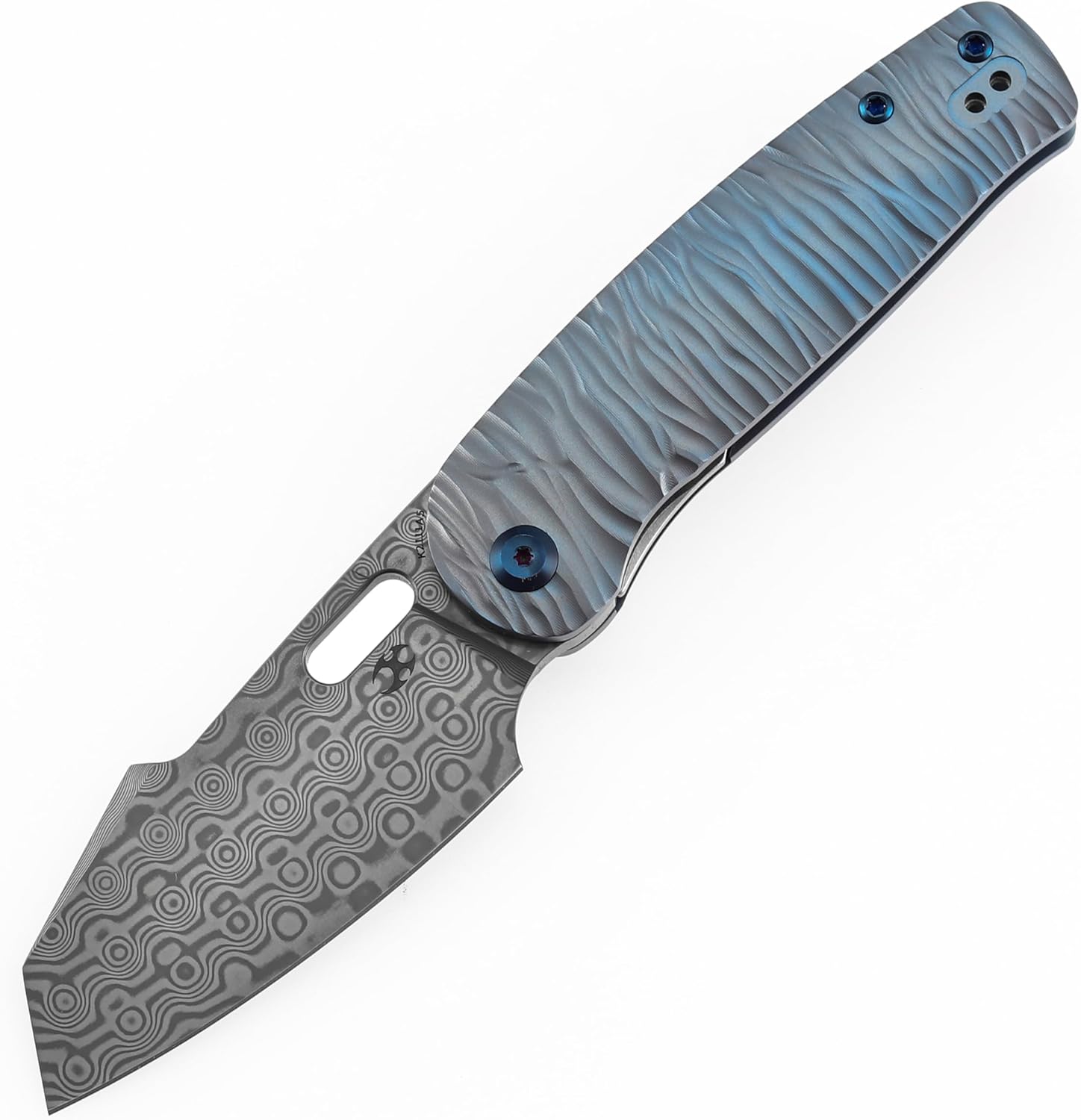 KANSEPT Orlok Pocket Knife, 3'' Blackwash CPM S35VN Blade with Thumb Hole, Bronze Titanium & Rock Texture Handle & Flipper, Nested Liner Lock & Double Sided Clip for EDC Camping Folding Knives K2111A4