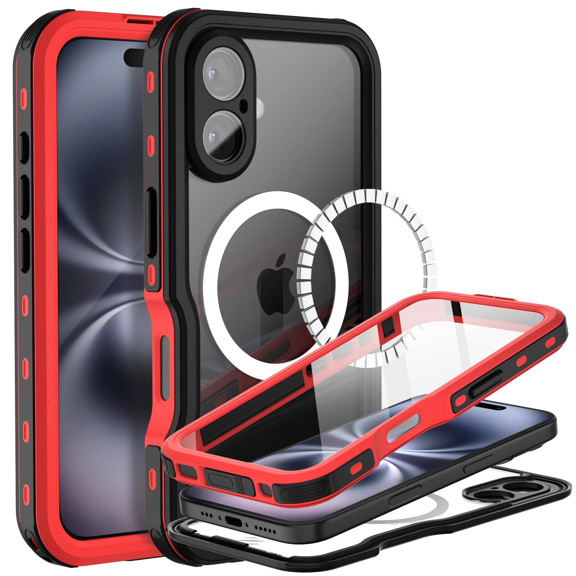 BEASTEK Waterproof Case for iPhone 16 Plus, MagSafe Shockproof Dustproof IP68 Case with Built-in Screen Protector and Mag Safe Anti-Scratch Magnetic